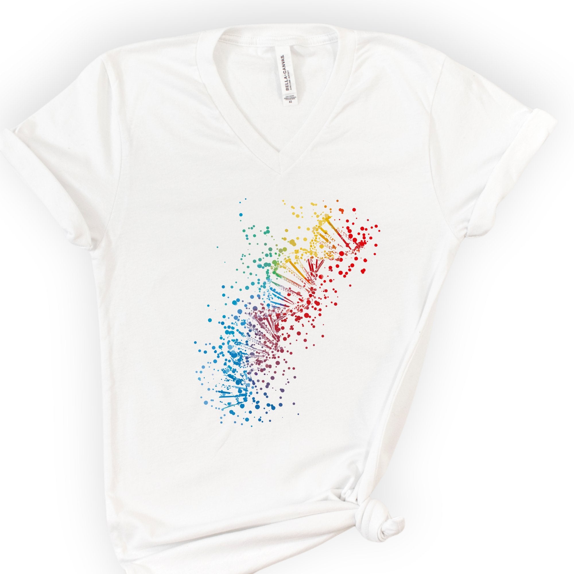 Rainbow DNA v-neck t-shirt — White