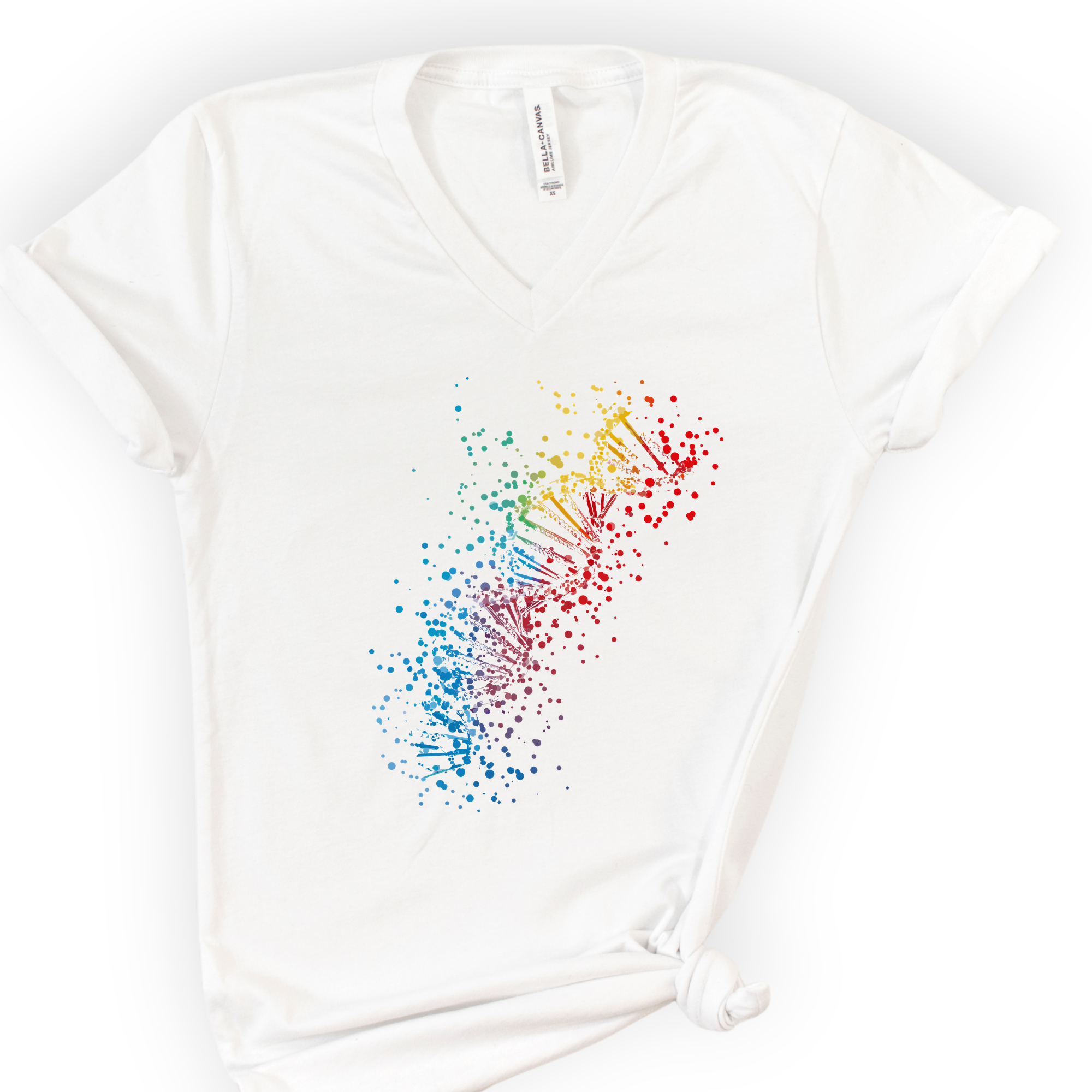 Rainbow DNA v-neck t-shirt — White