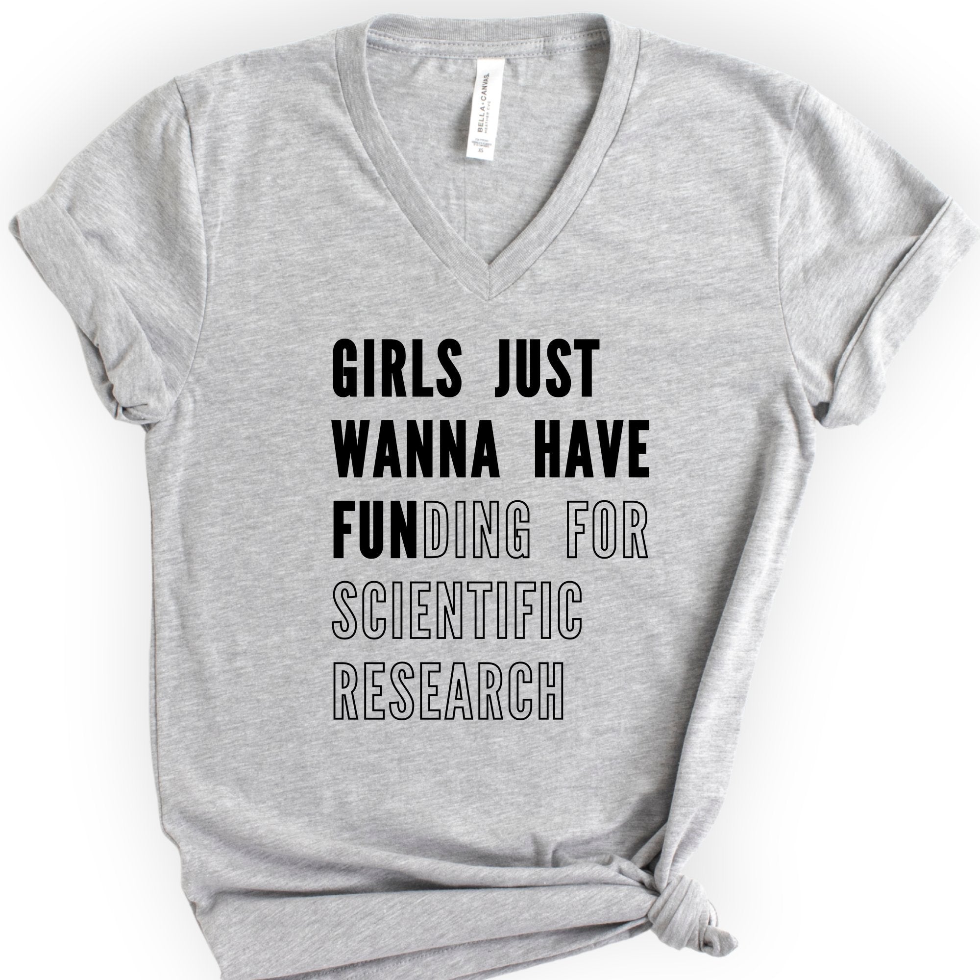 Girls Just Wanna Have Funding – Research Edition v-neck t-shirt — Athletic Heather