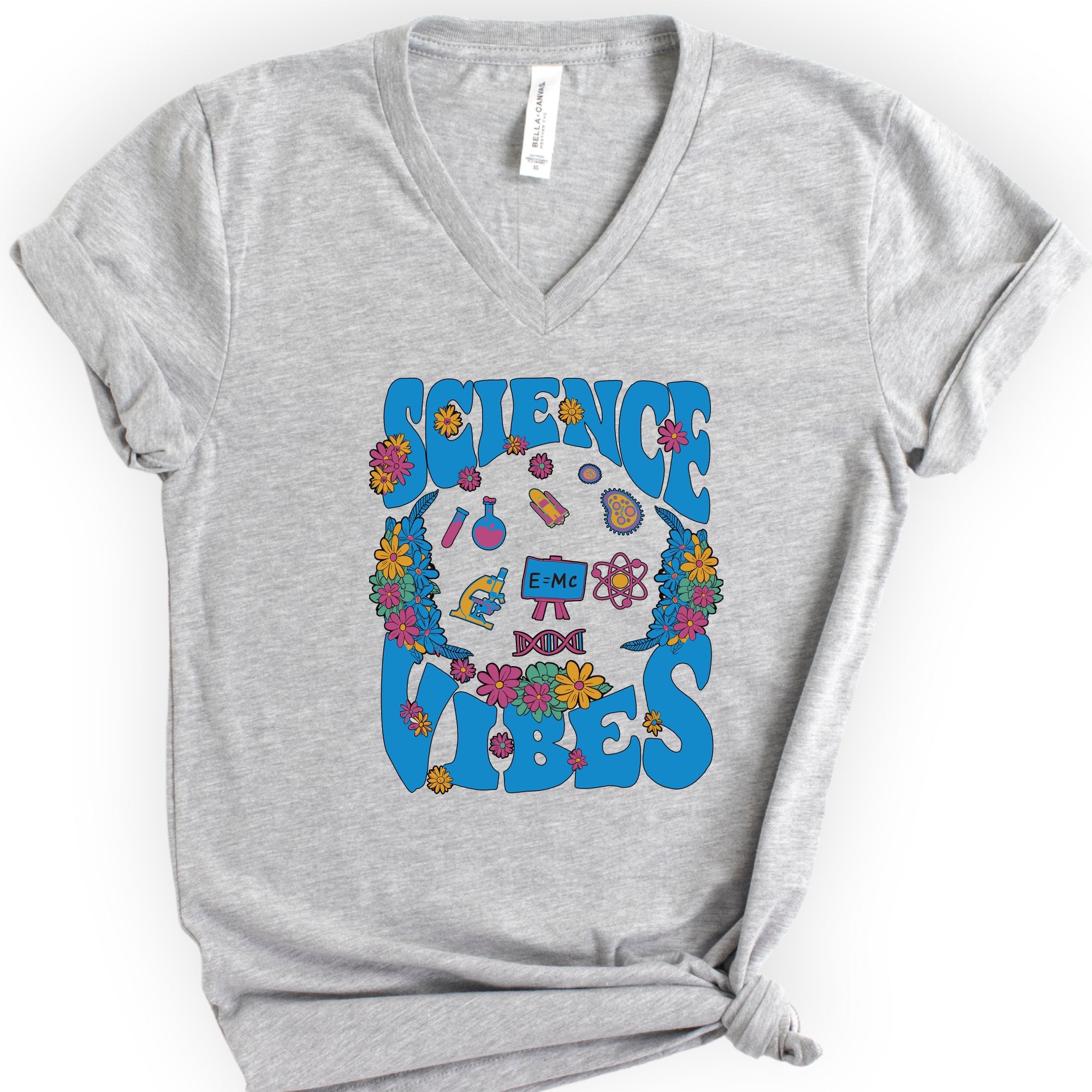 Retro Science Vibes v-neck t-shirt — Athletic Heather
