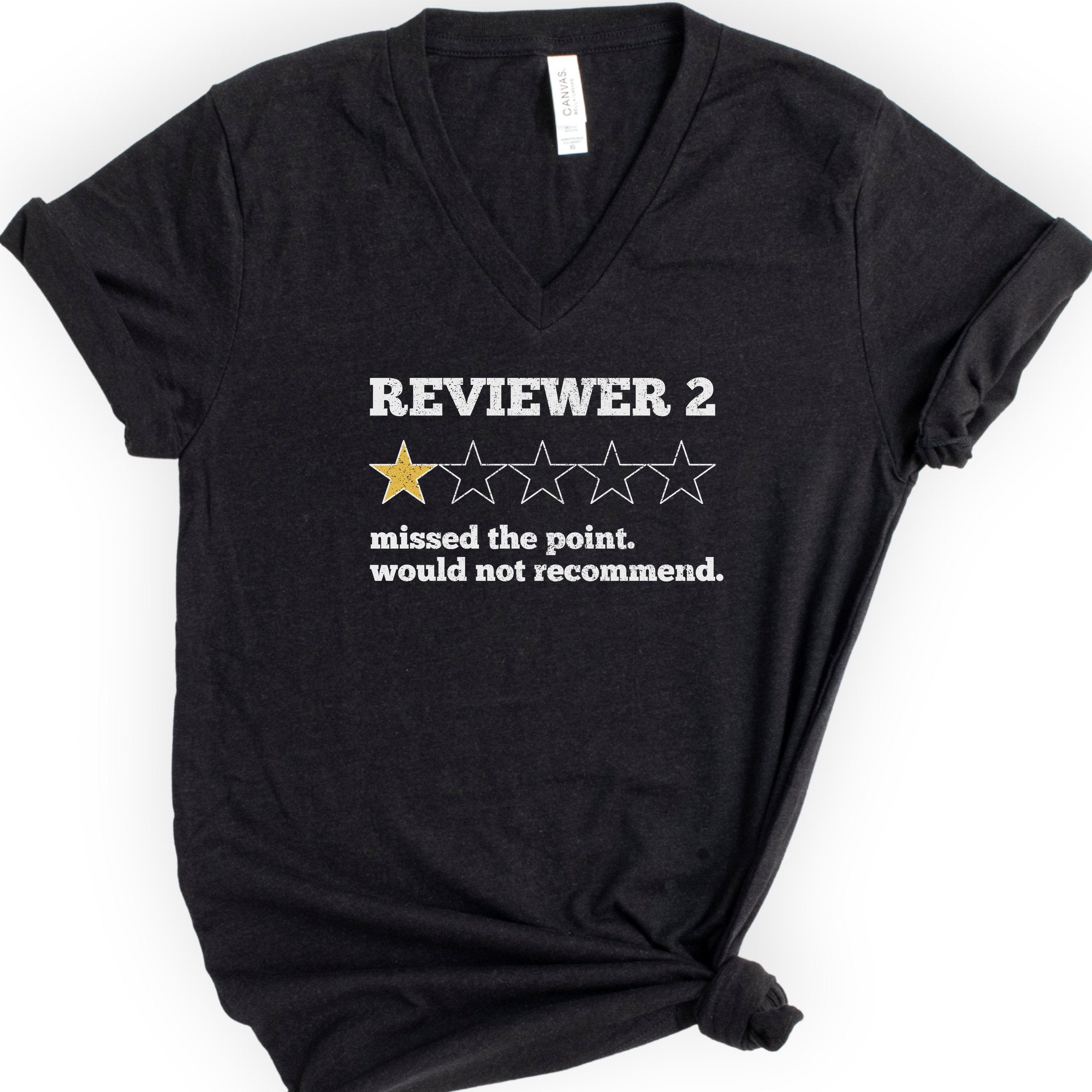 Reviewer 2 Star Review v-neck t-shirt — Black