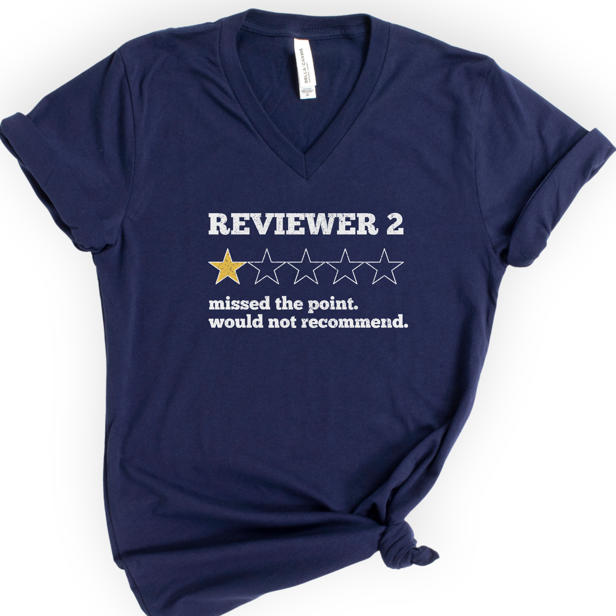 Reviewer 2 Star Review v-neck t-shirt — Navy