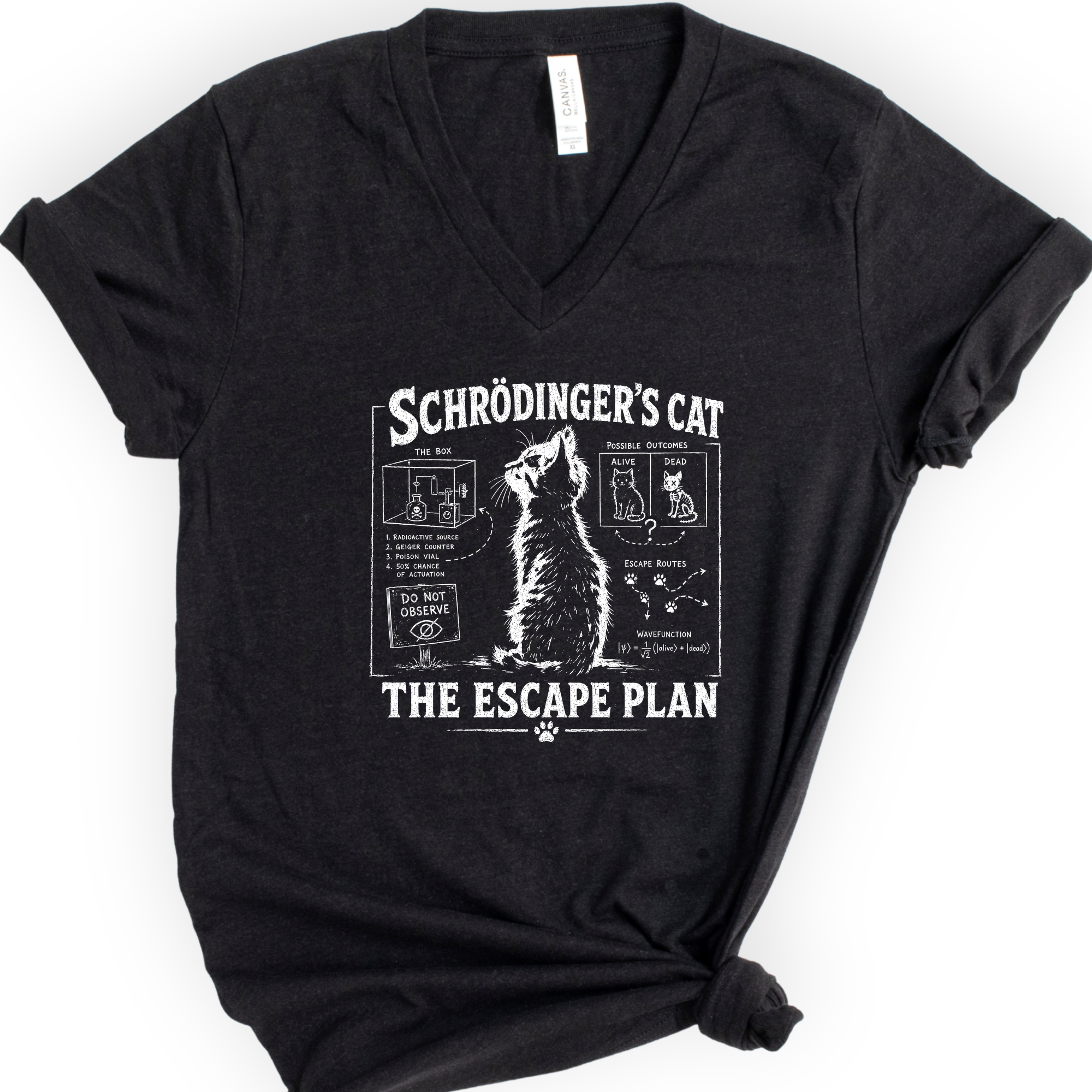 Schrödinger's Cat v-neck t-shirt — Black