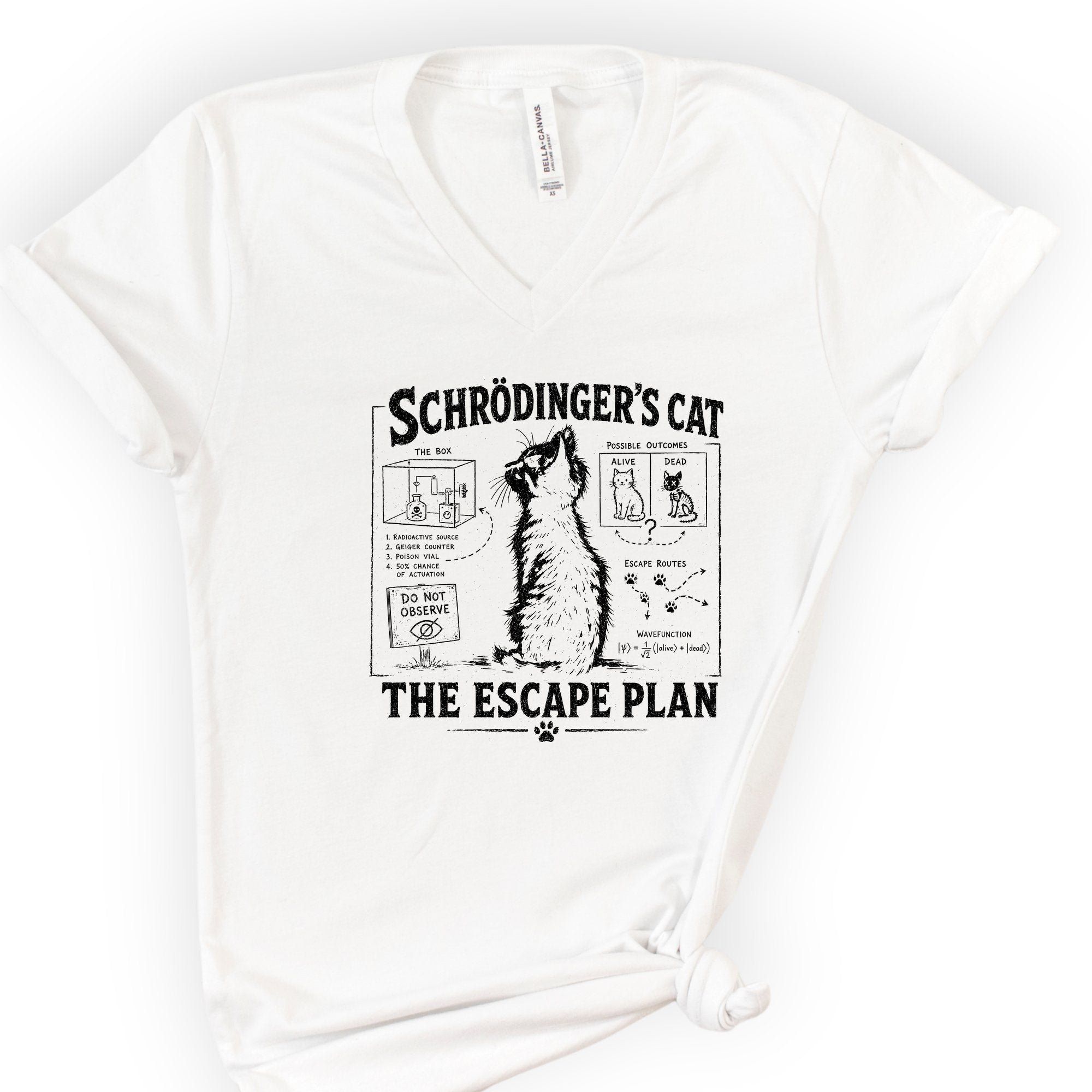 Schrödinger's Cat v-neck t-shirt — White