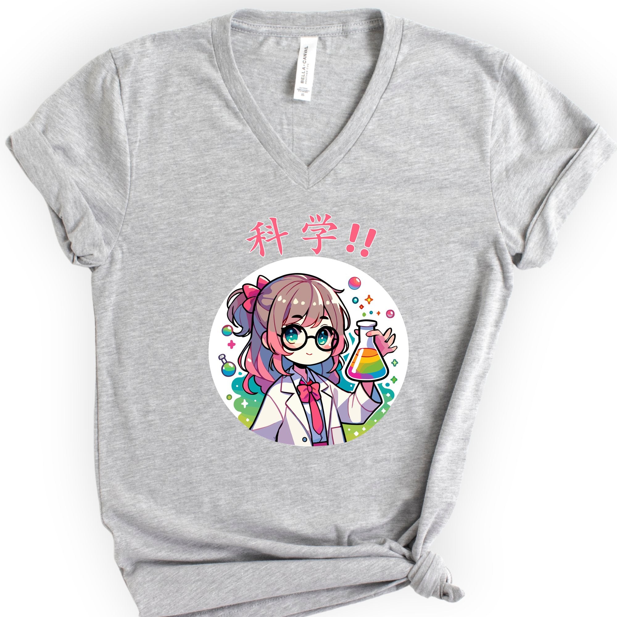 Science Girl v-neck t-shirt — Athletic Heather