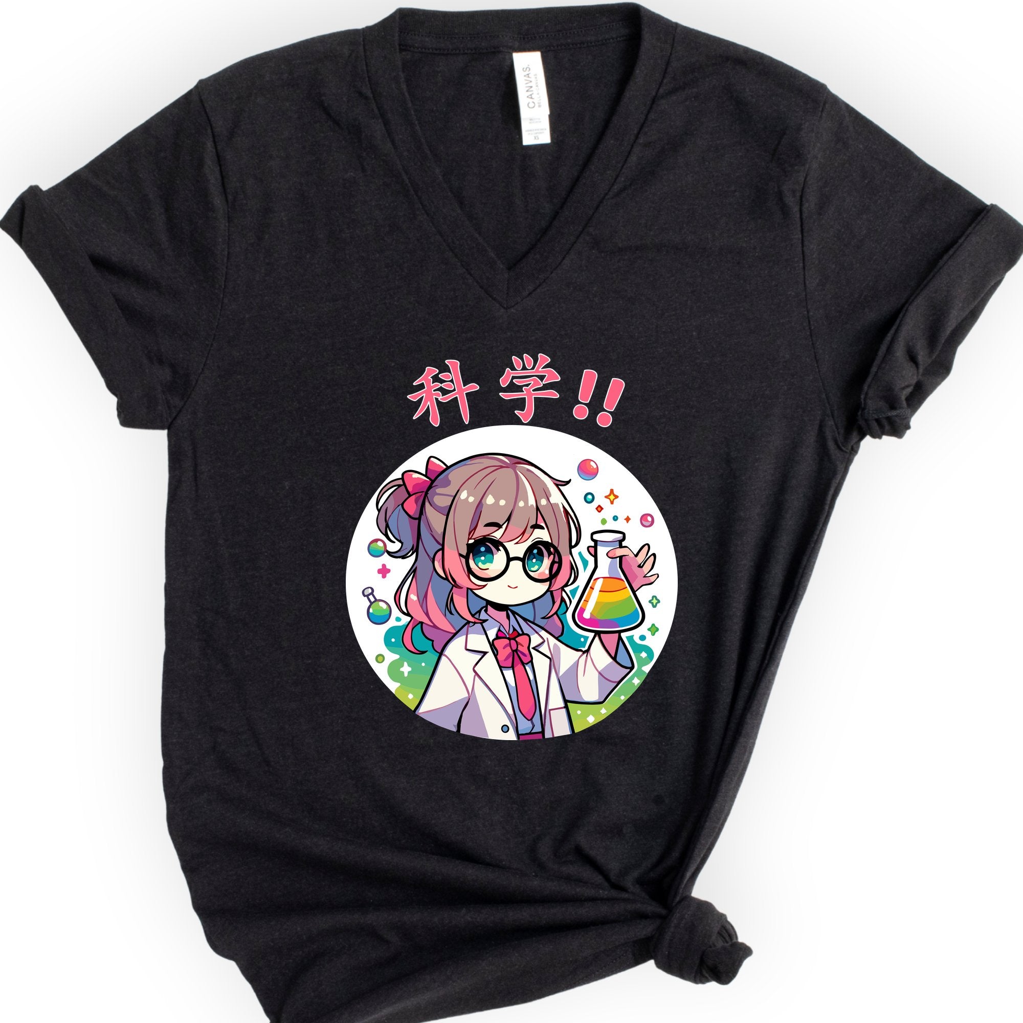 Science Girl v-neck t-shirt — Black