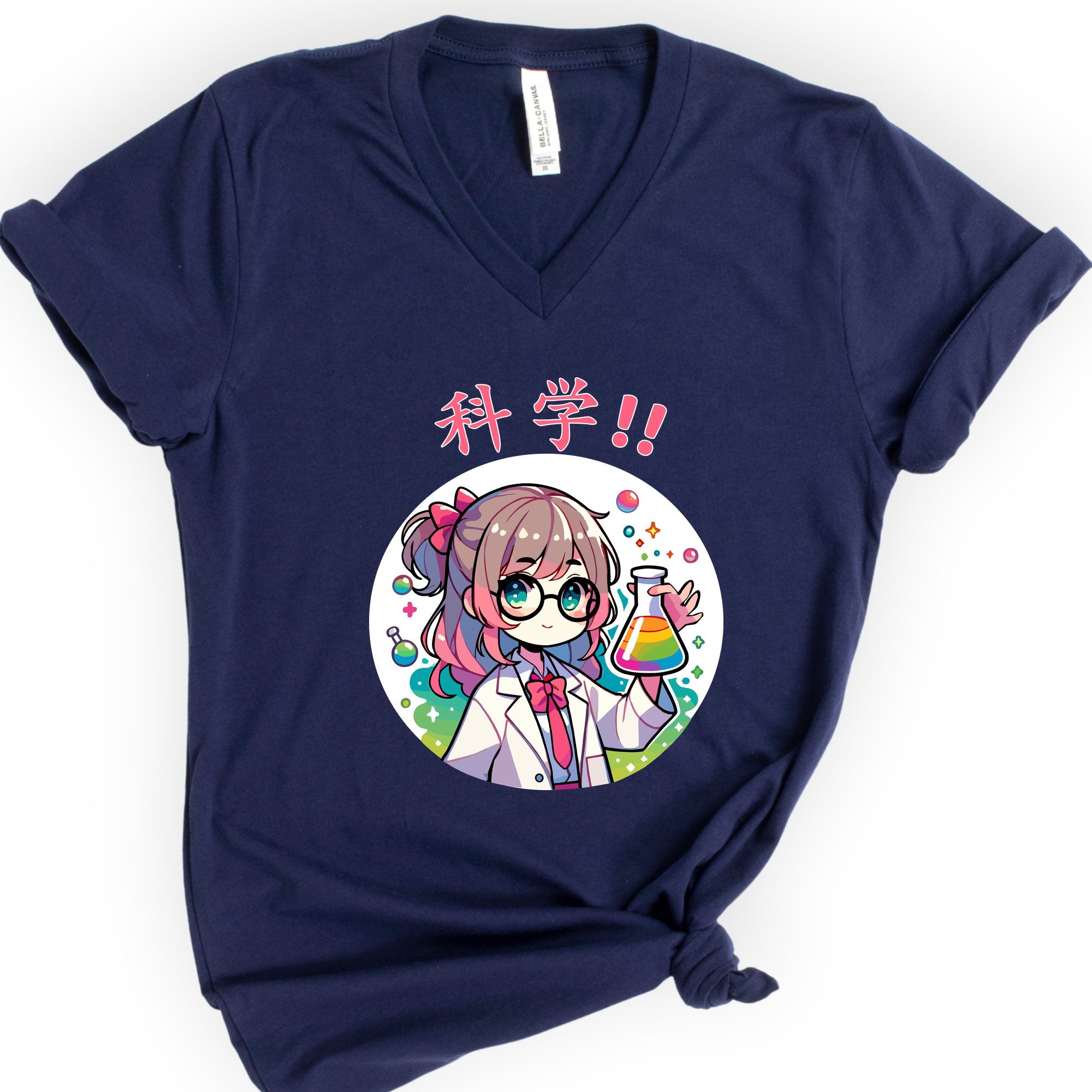 Science Girl v-neck t-shirt — Navy