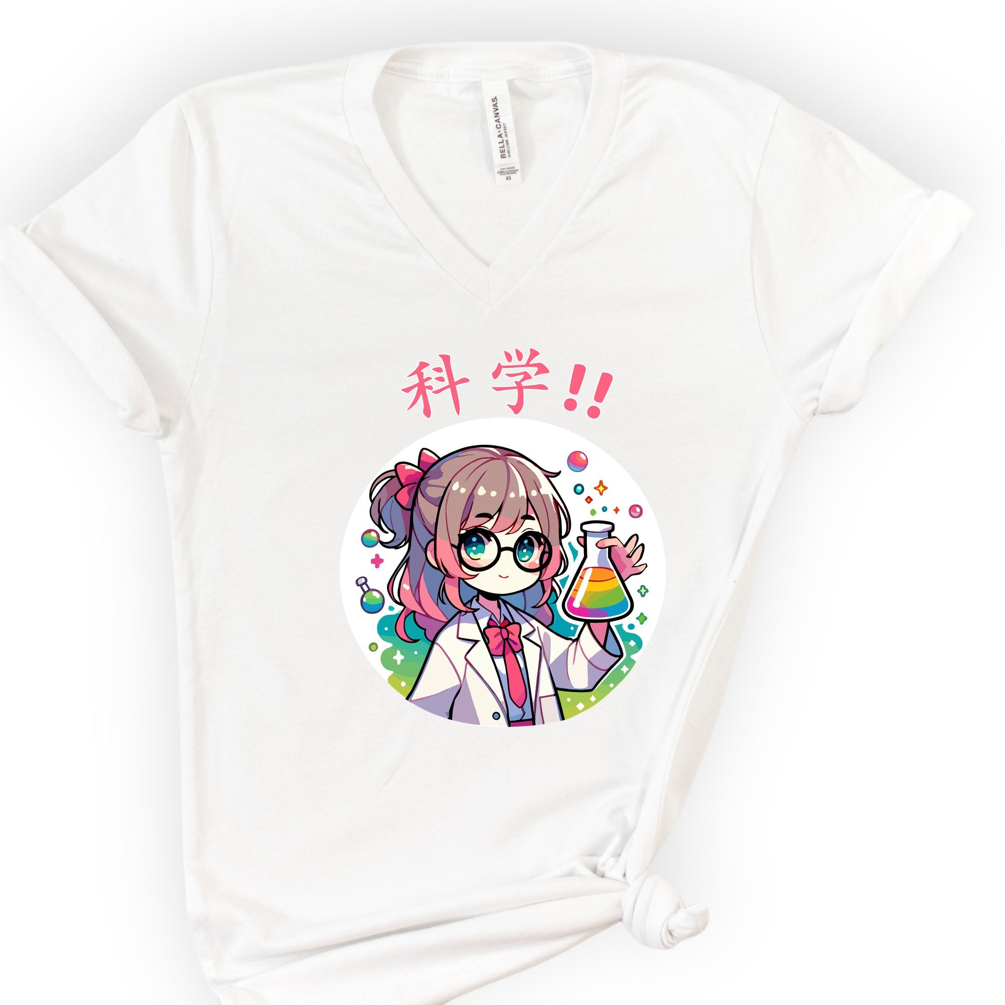 Science Girl v-neck t-shirt — White