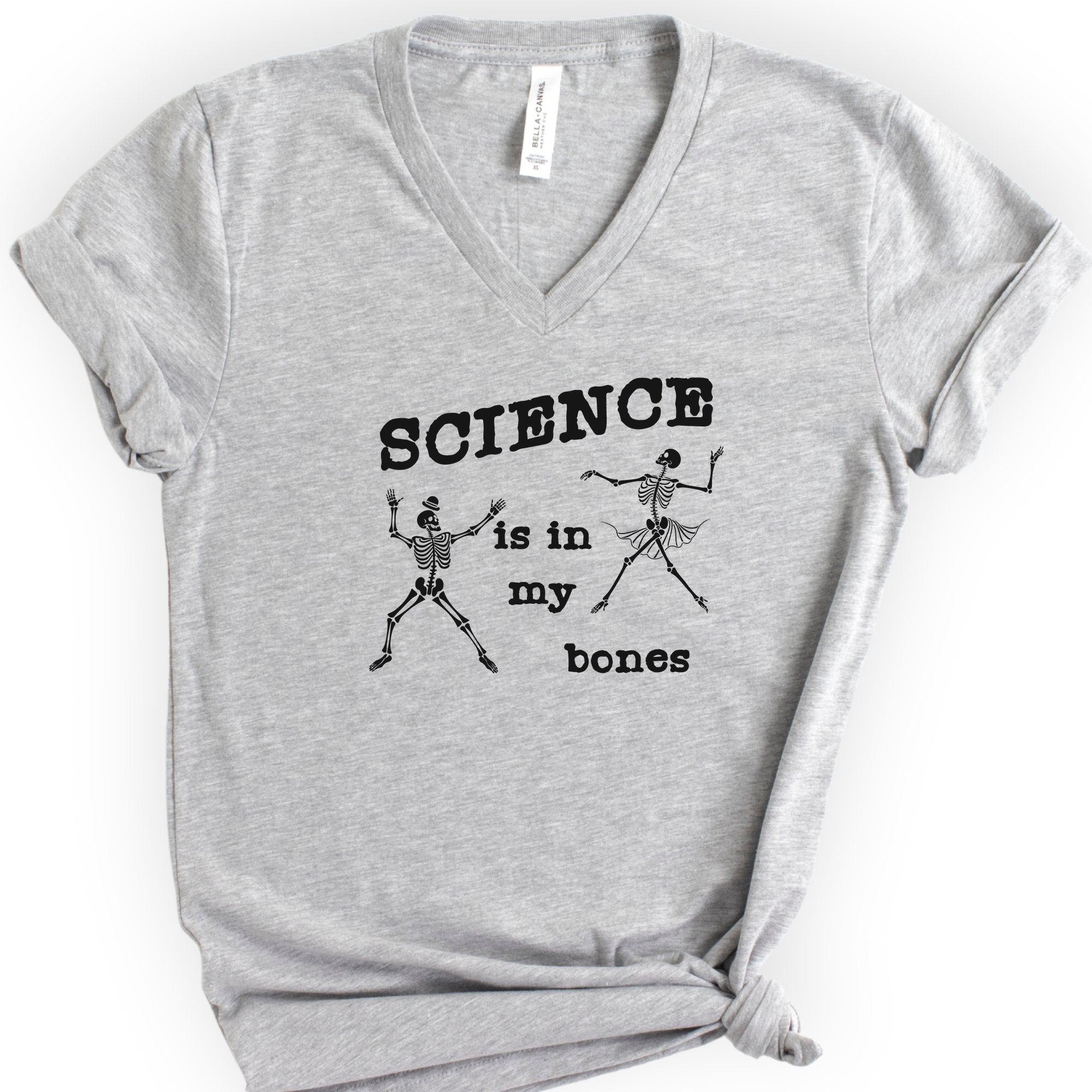 Science Is In My Bones v-neck t-shirt — Athletic Heather