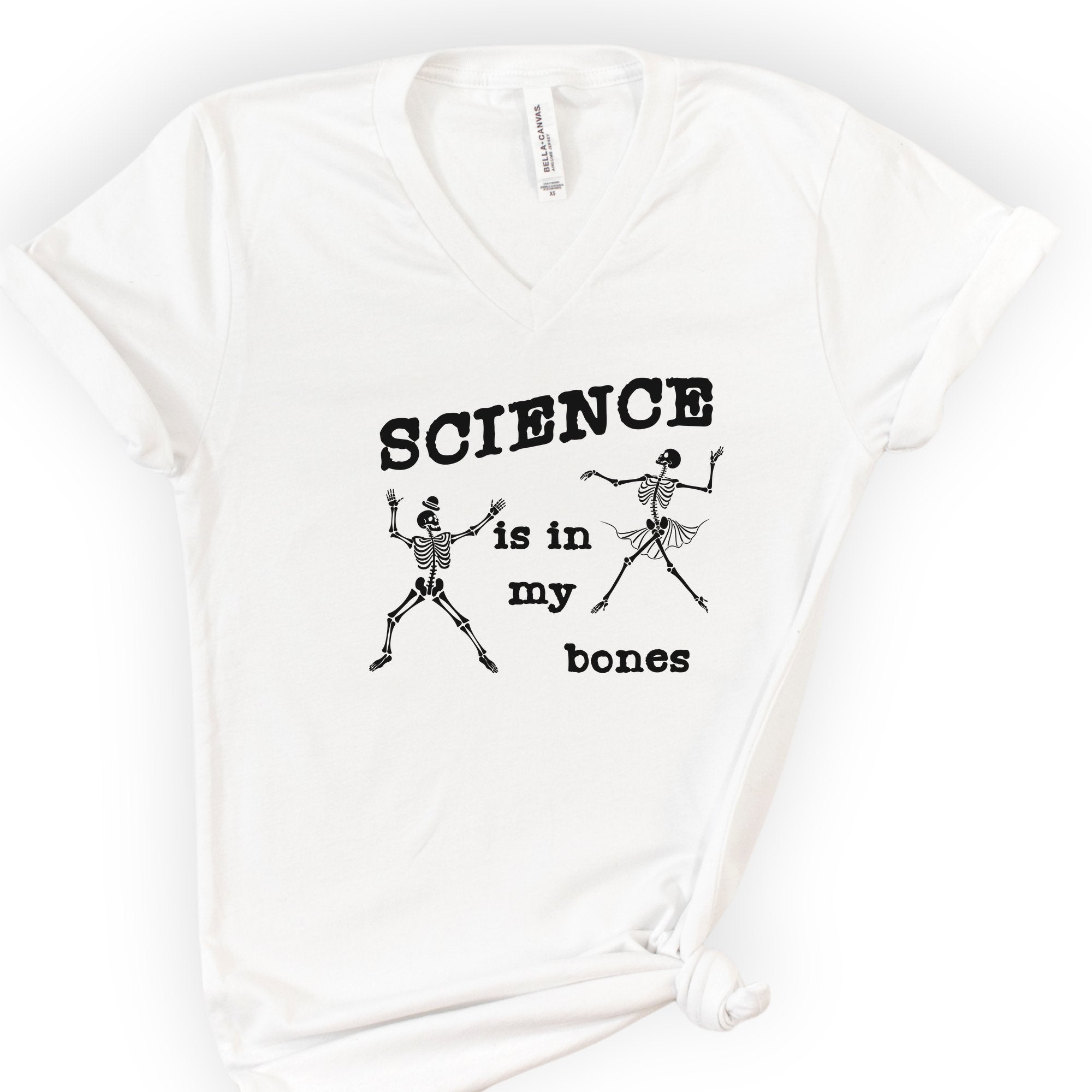 Science Is In My Bones v-neck t-shirt — White