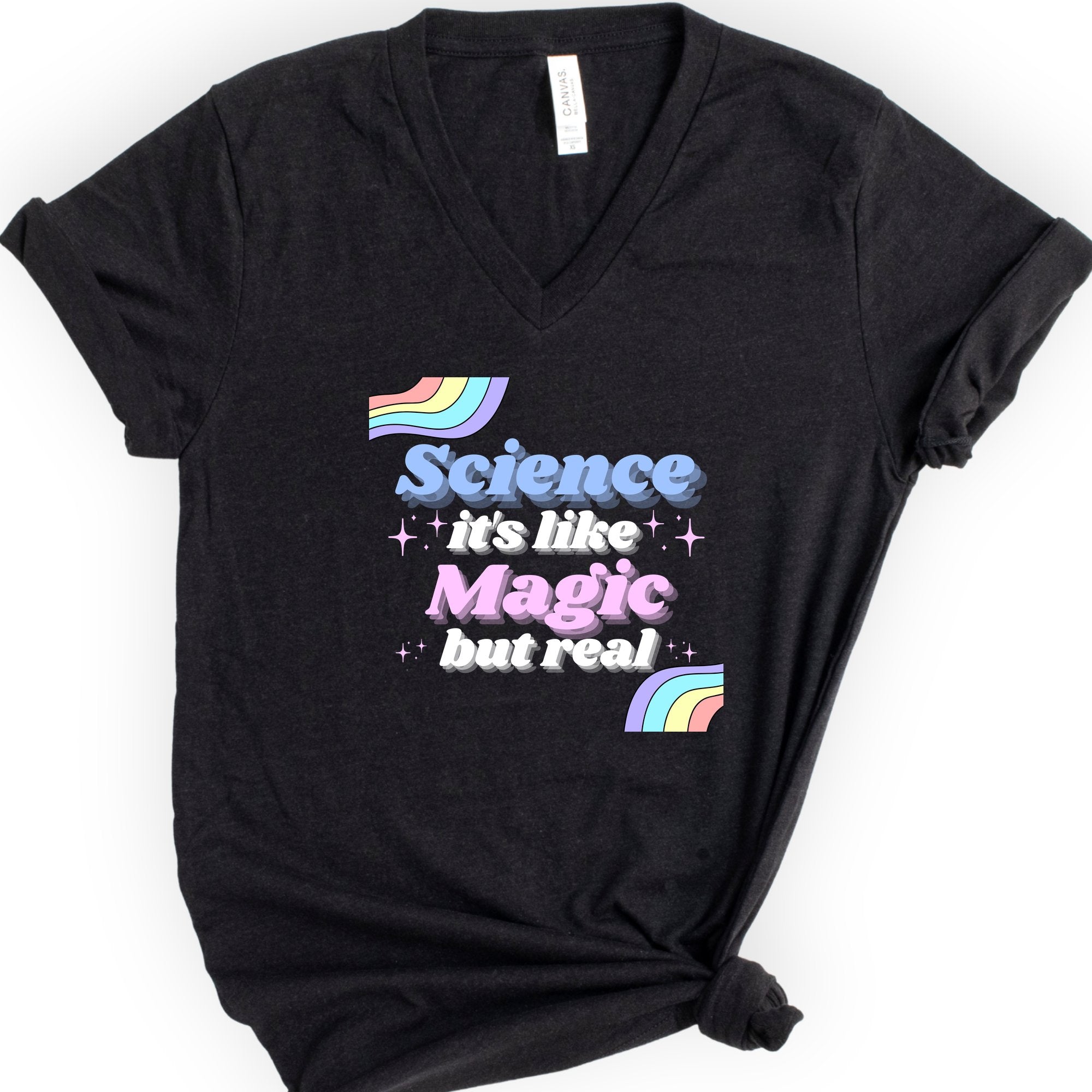 Science Like Magic v-neck t-shirt — Black