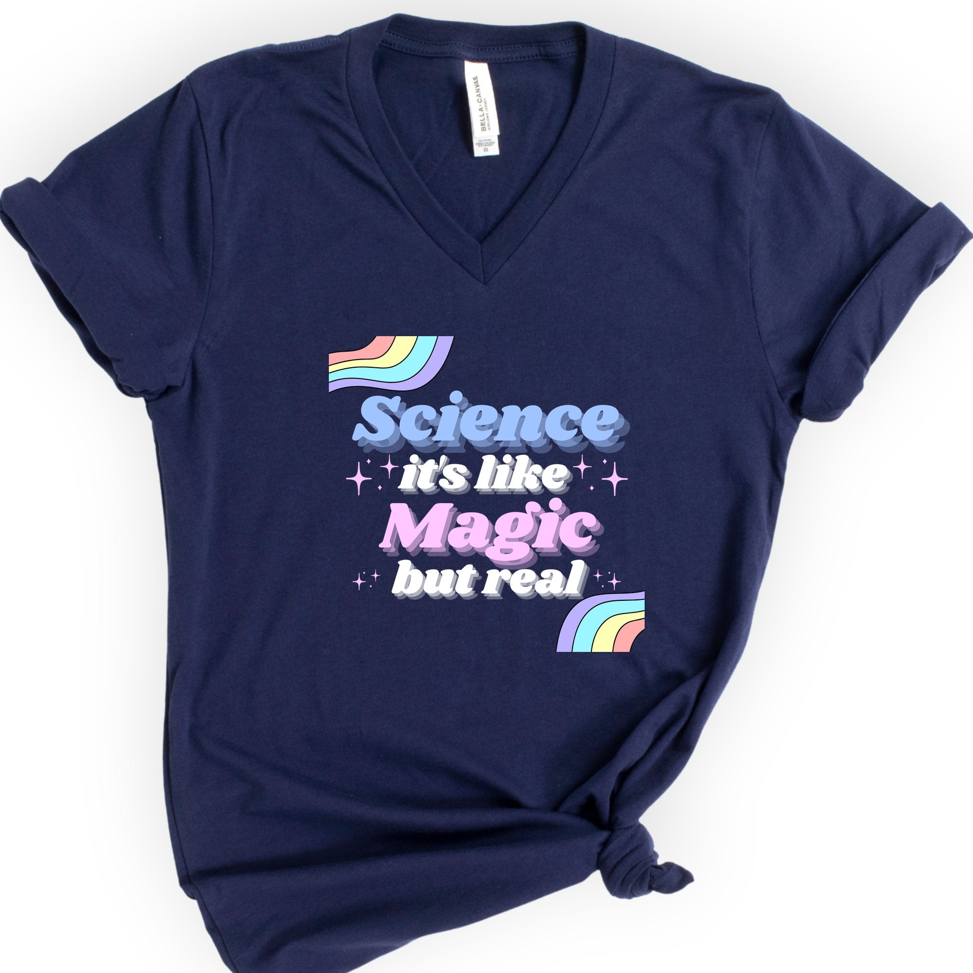 Science Like Magic v-neck t-shirt — Navy