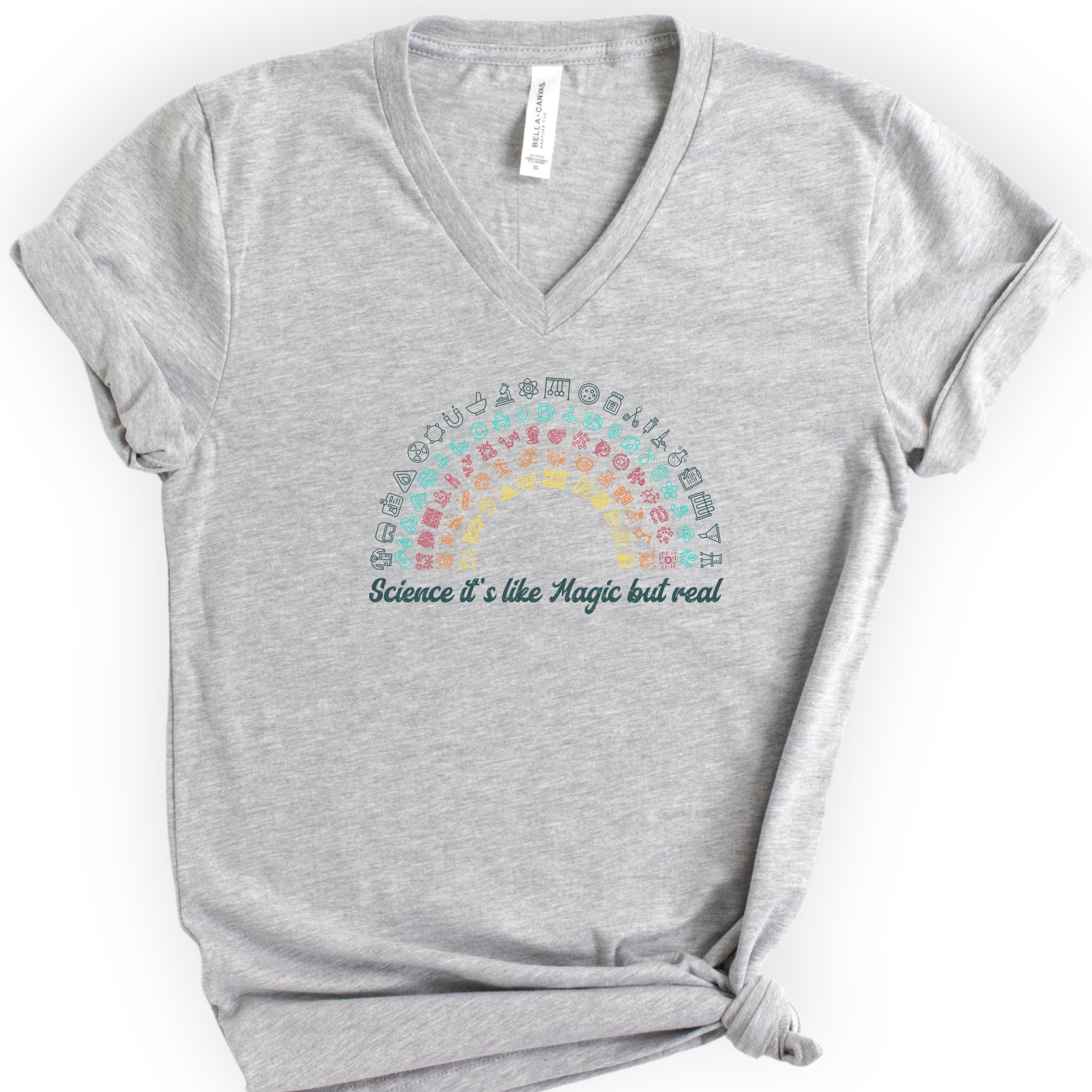 Science Rainbow v-neck t-shirt — Athletic Heather