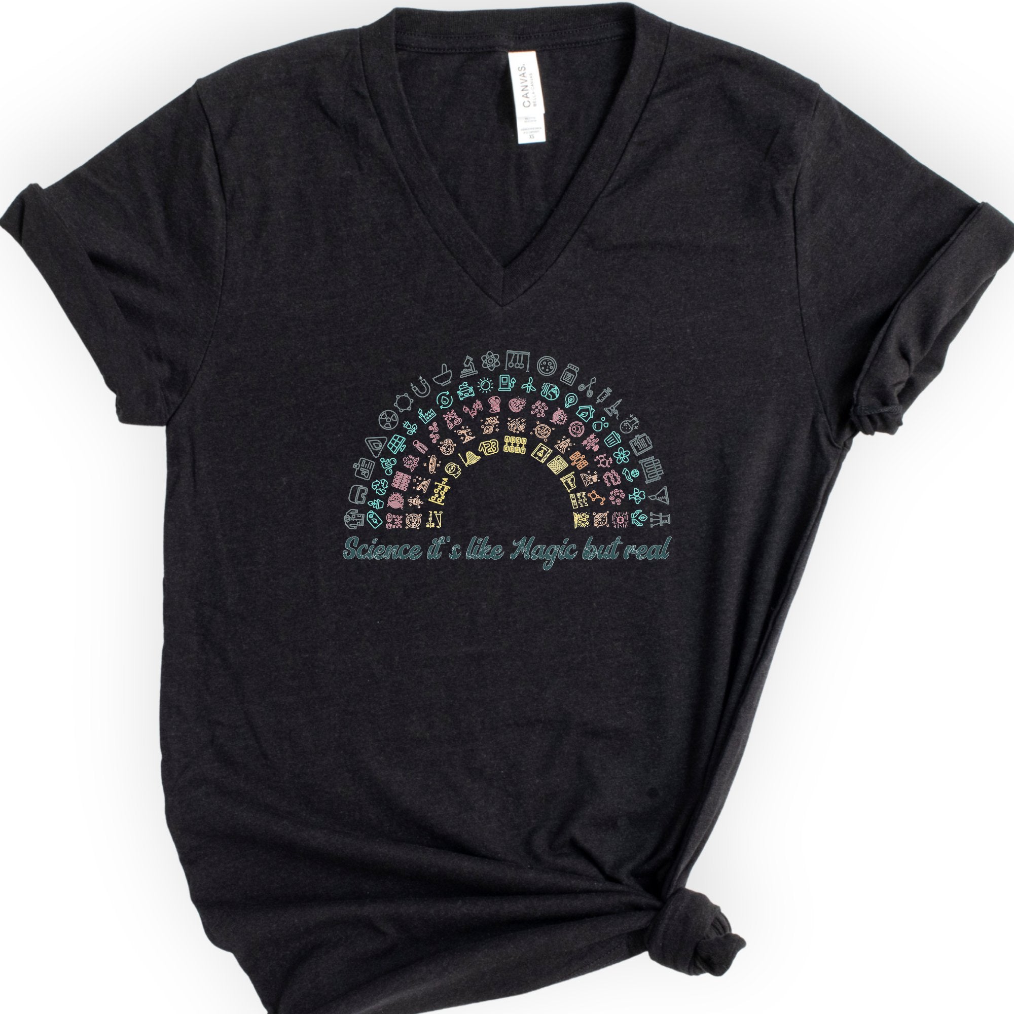 Science Rainbow v-neck t-shirt — Black