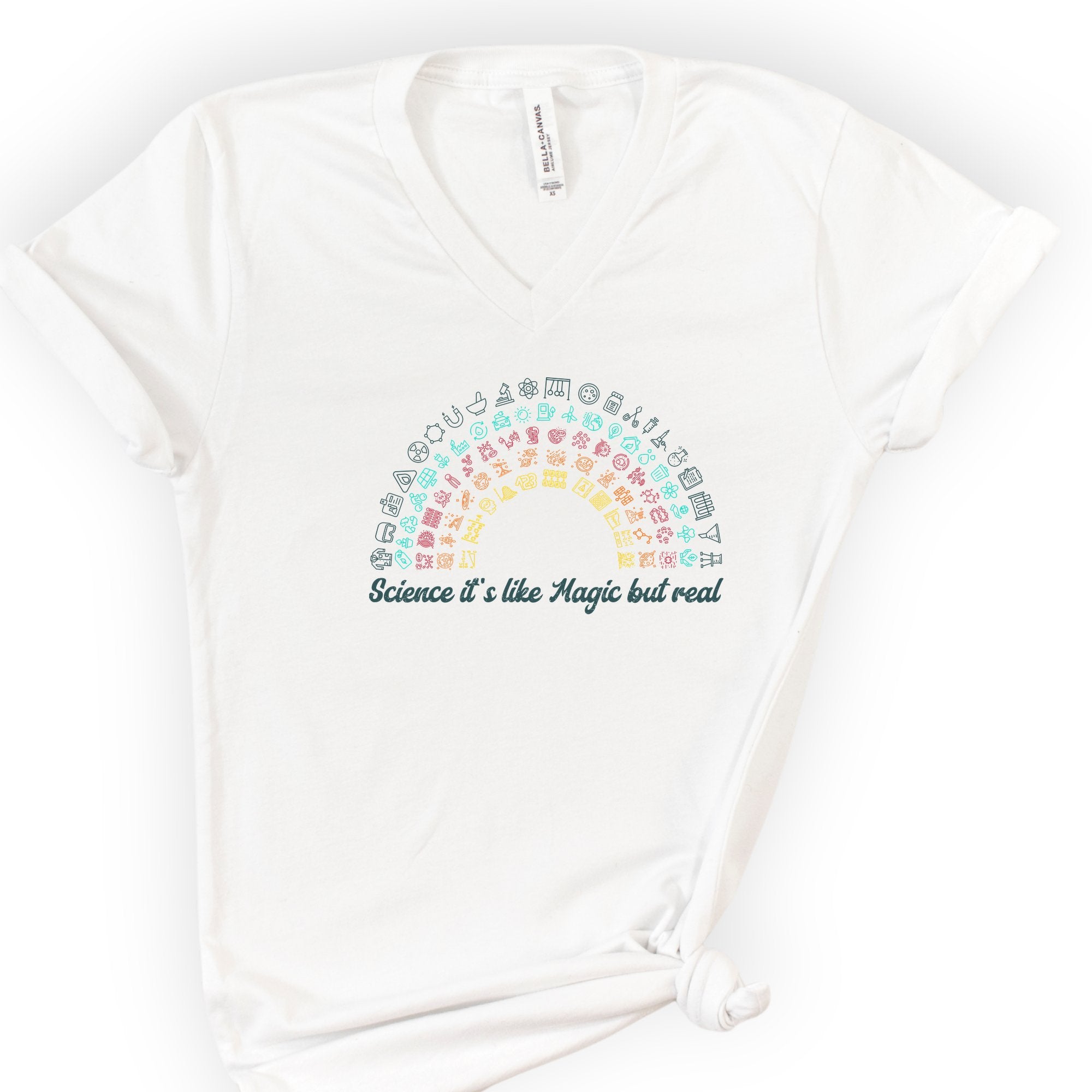 Science Rainbow v-neck t-shirt — White
