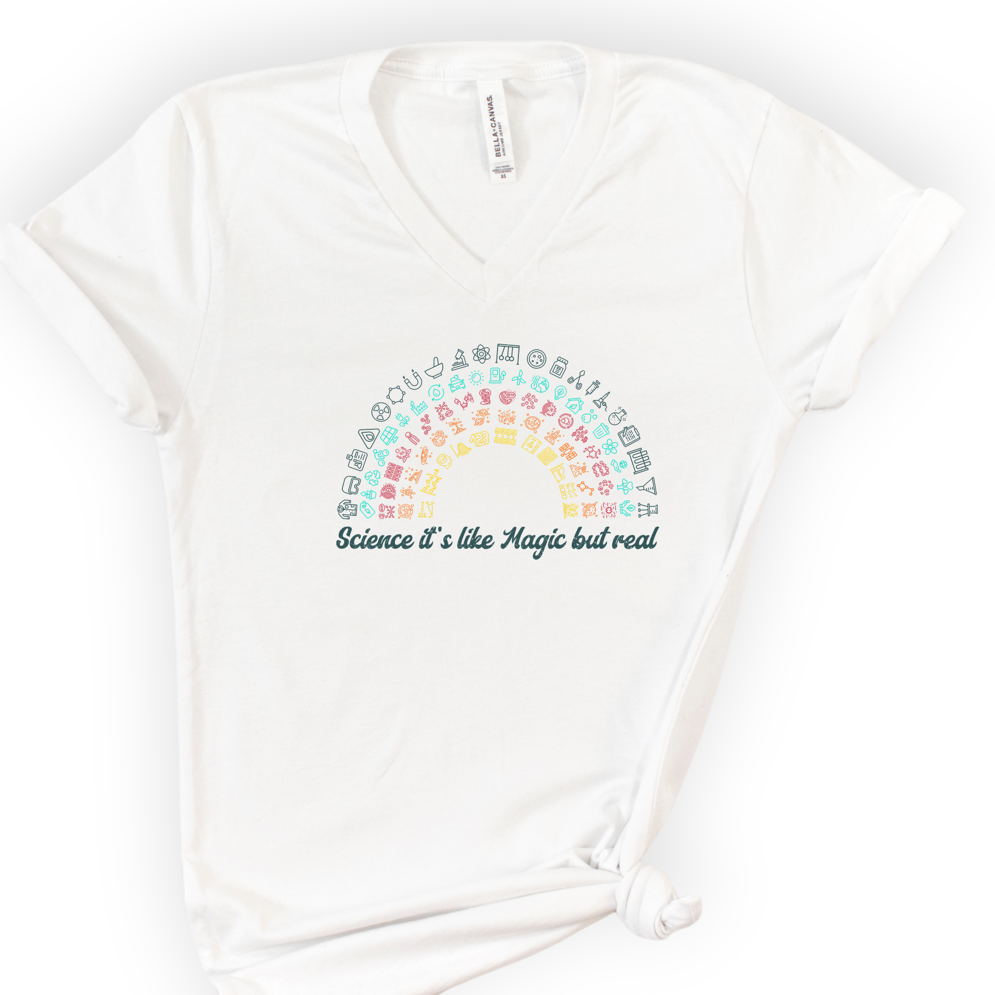 Science Rainbow v-neck t-shirt — White