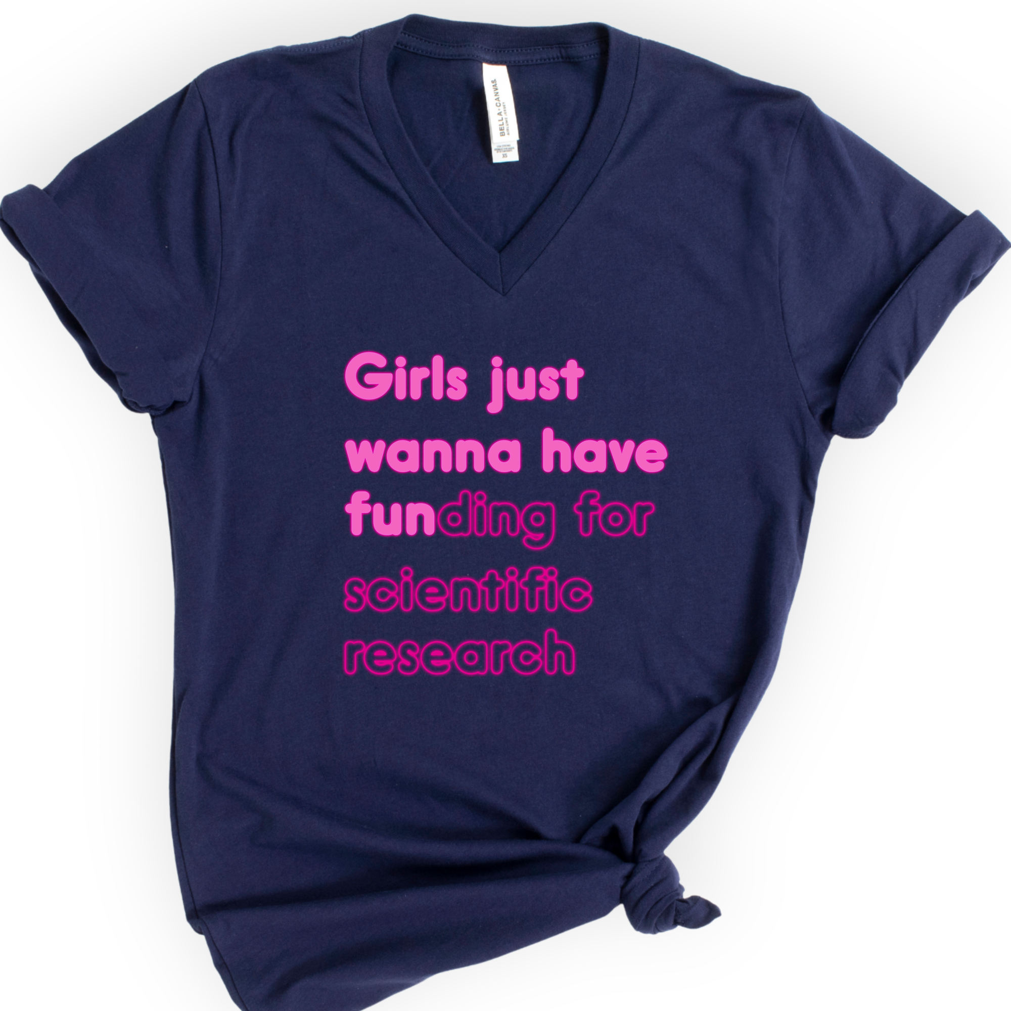 Science Research Funding v-neck t-shirt — Navy