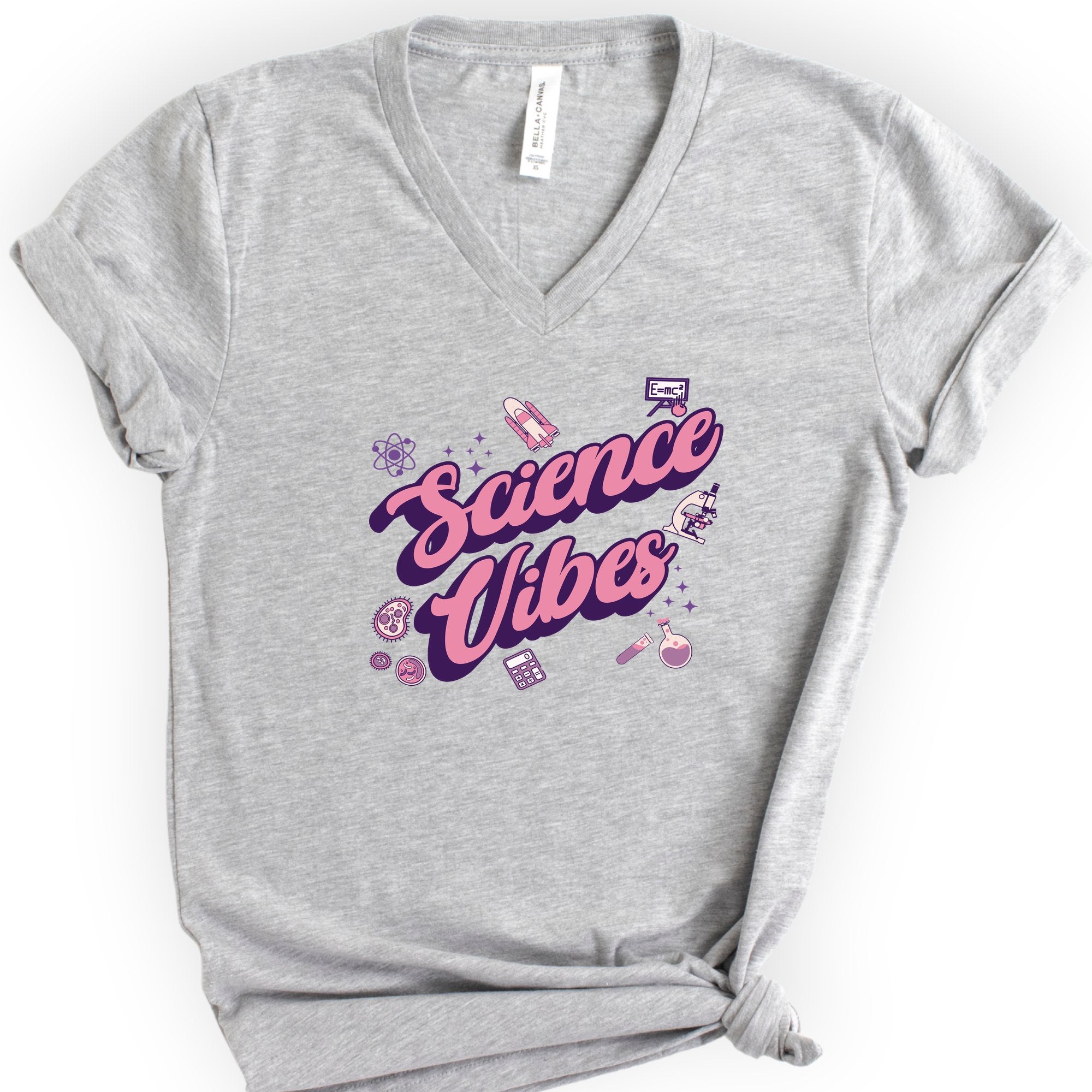 Science Vibes v-neck t-shirt — Athletic Heather