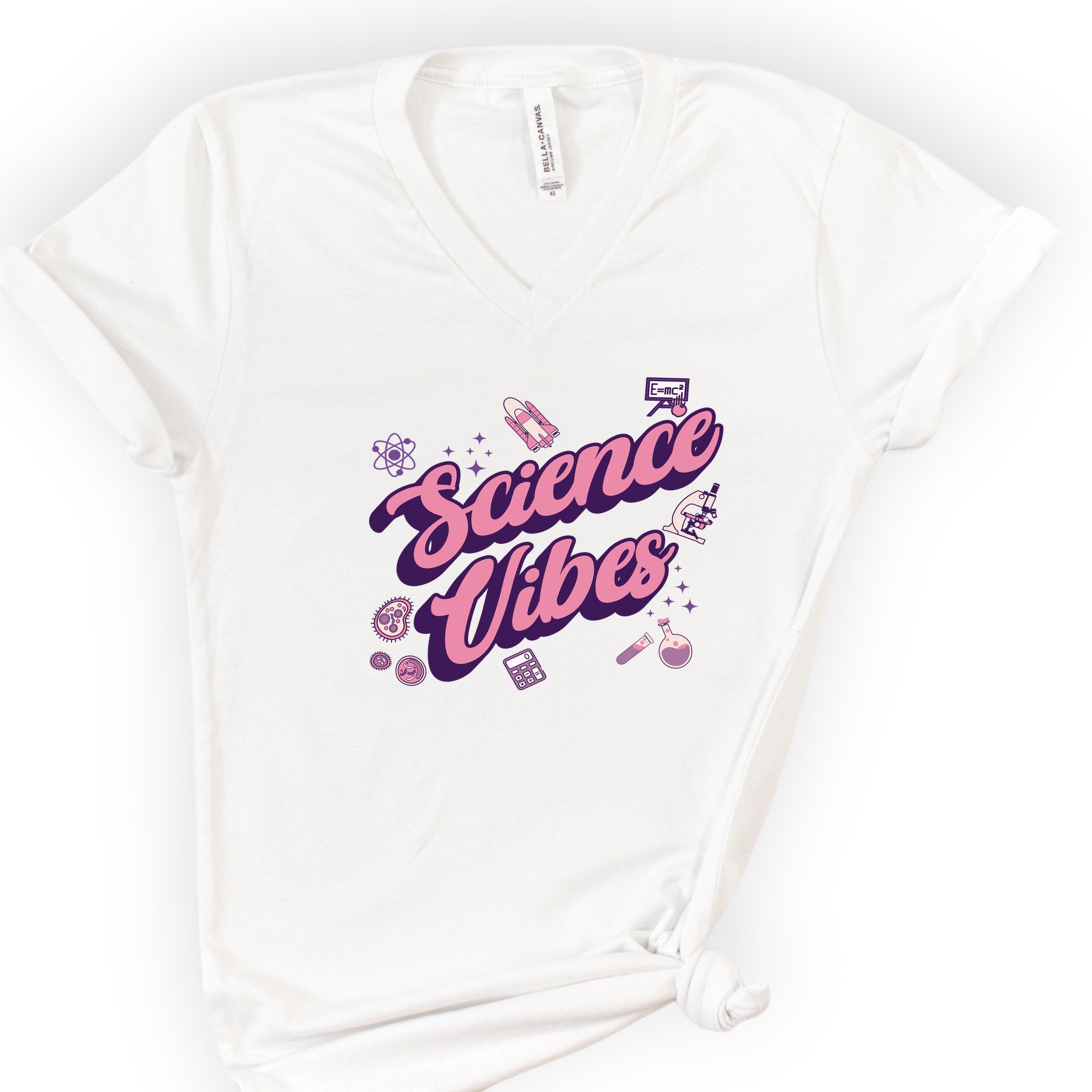 Science Vibes v-neck t-shirt — White