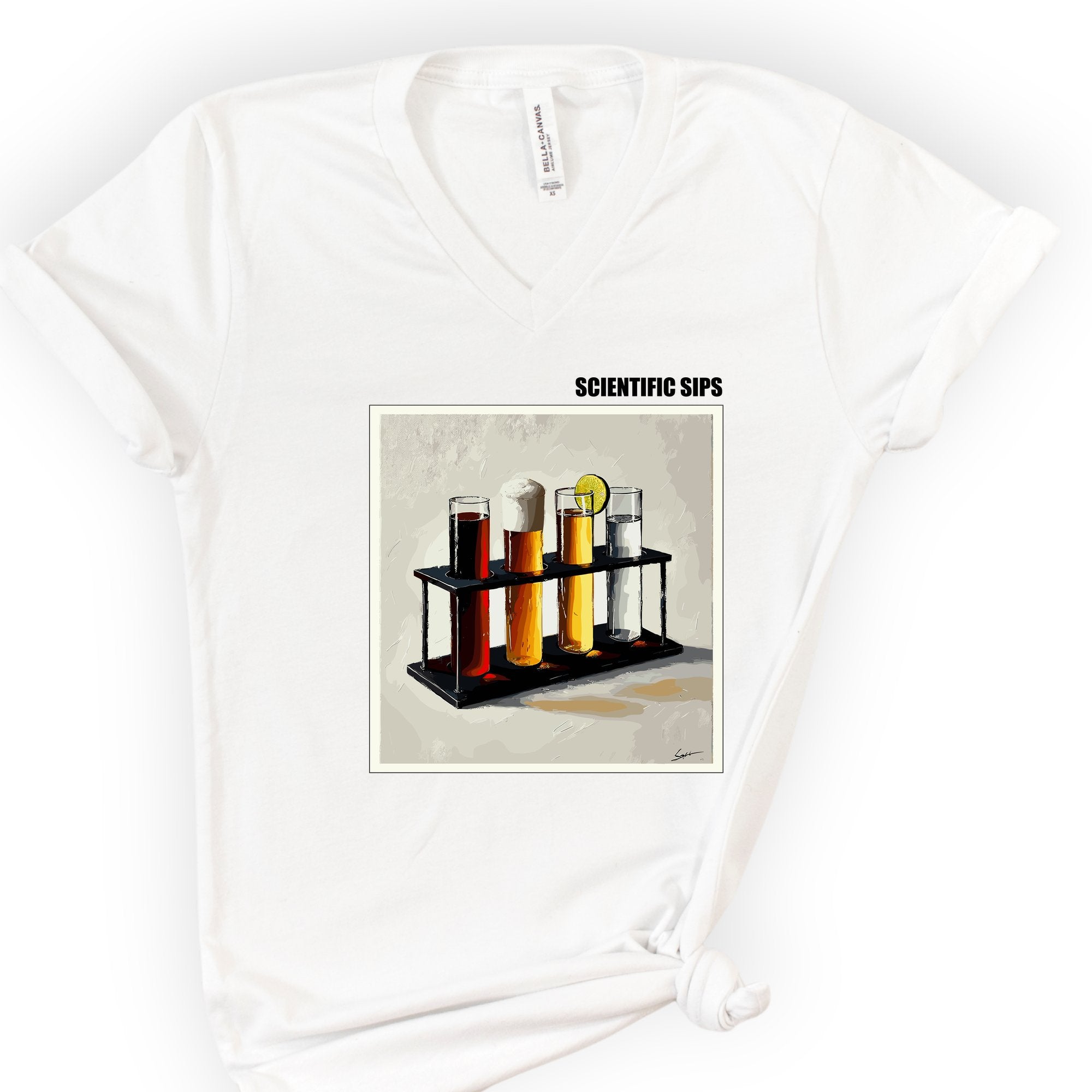 Scientific Sips v-neck t-shirt — White