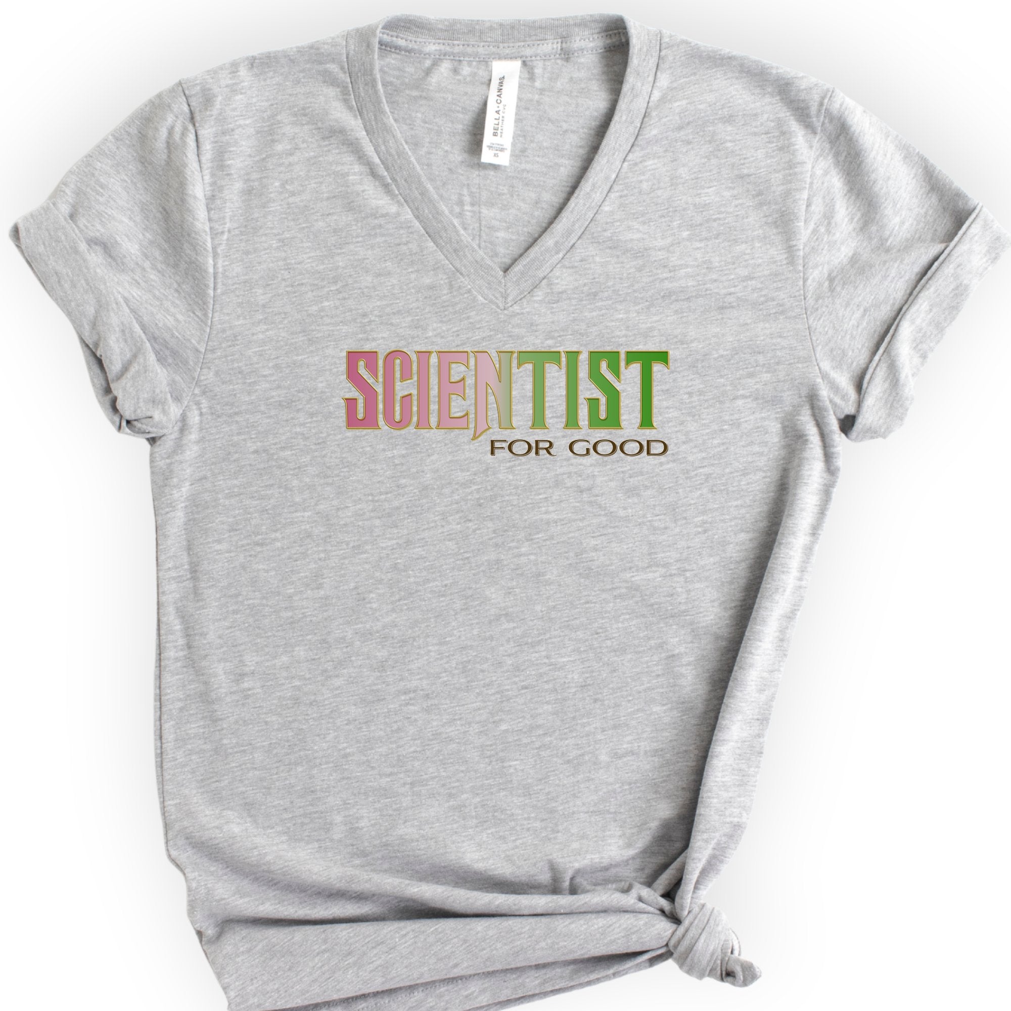 Scientist For Good v-neck t-shirt — Athletic Heather