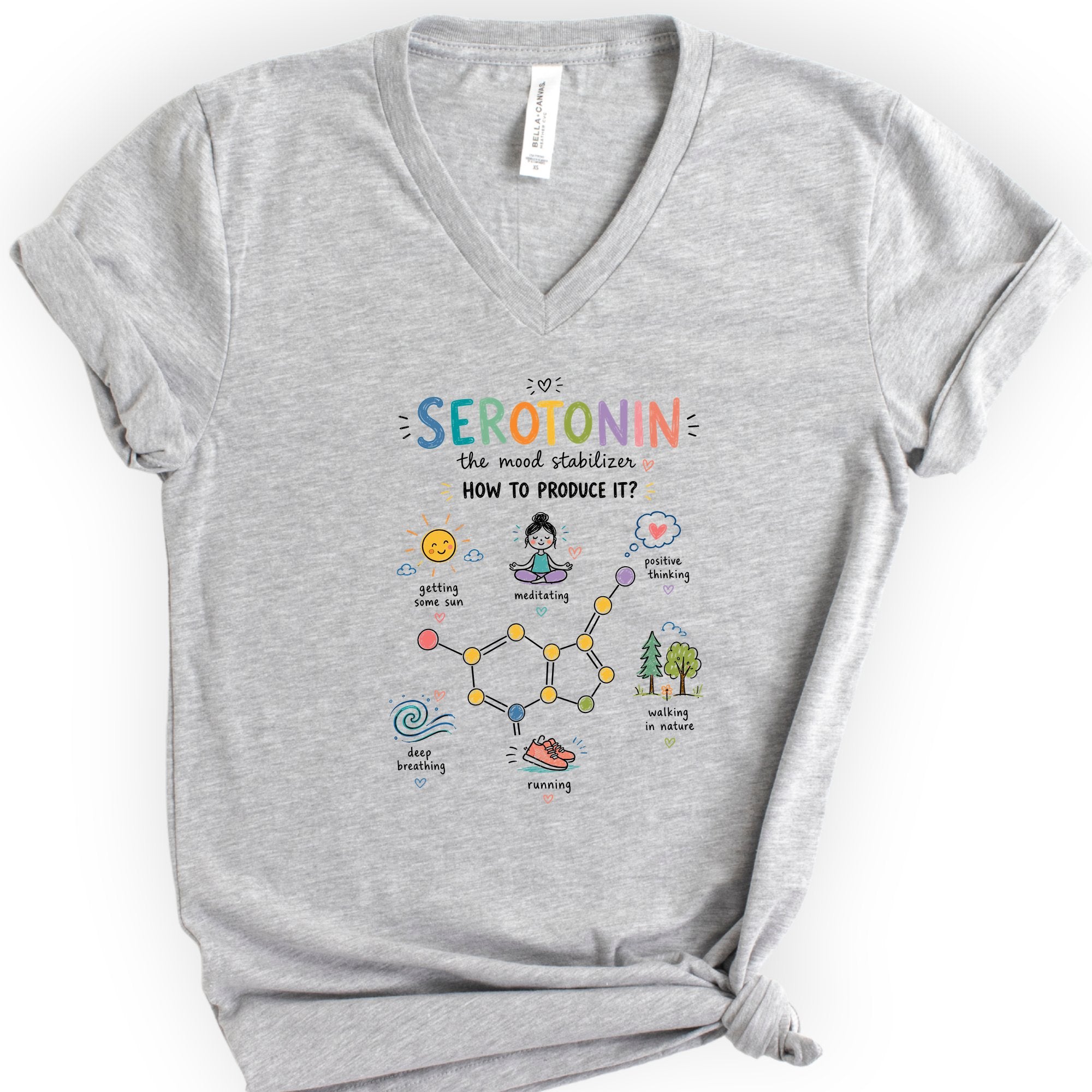Serotonin v-neck t-shirt — Athletic Heather