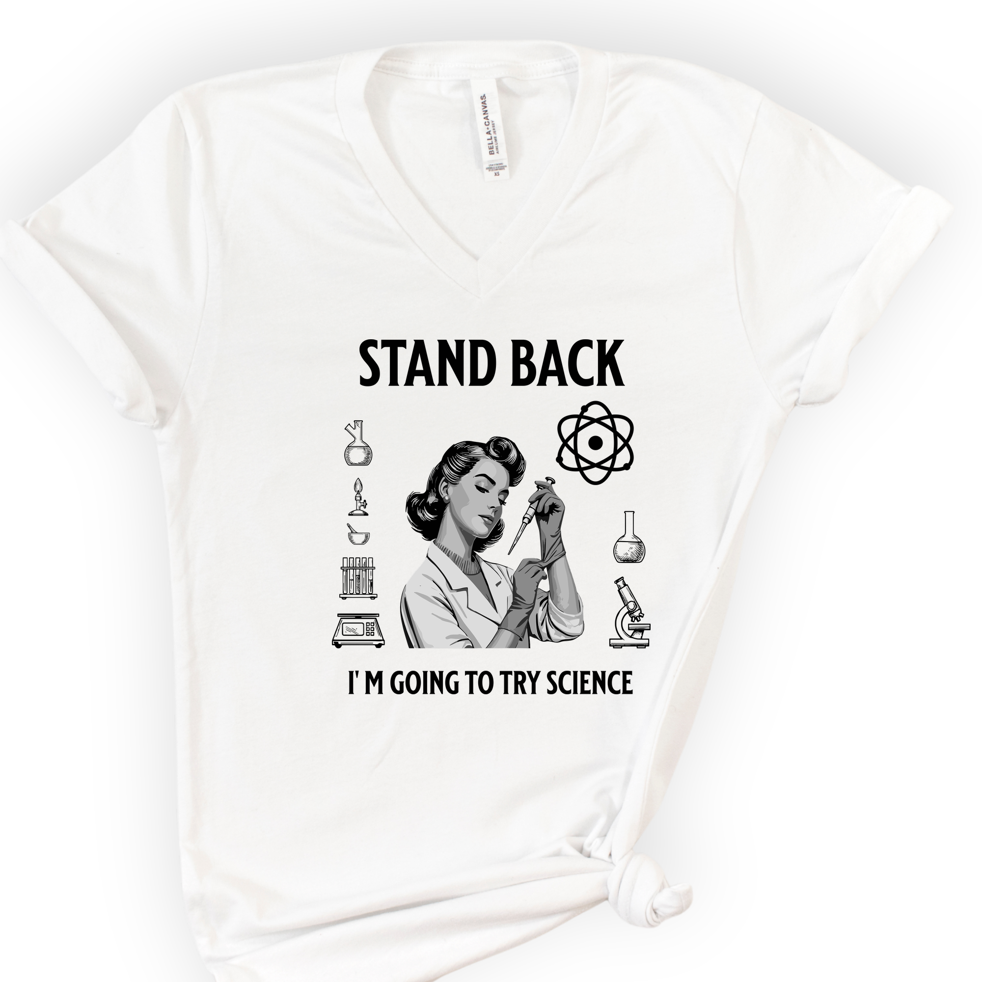 Stand Back I'm Going To Try Science v-neck t-shirt — White