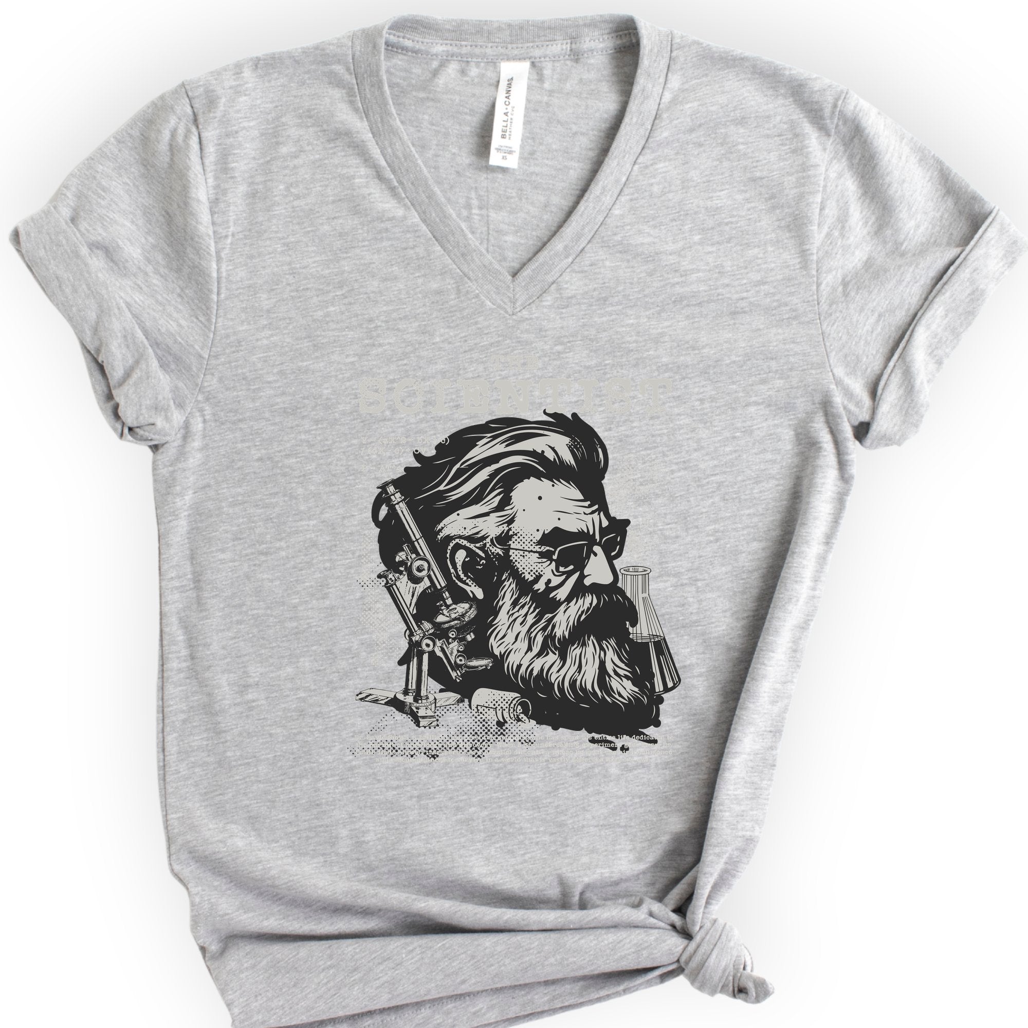 The Scientist Portrait v-neck t-shirt — Athletic Heather