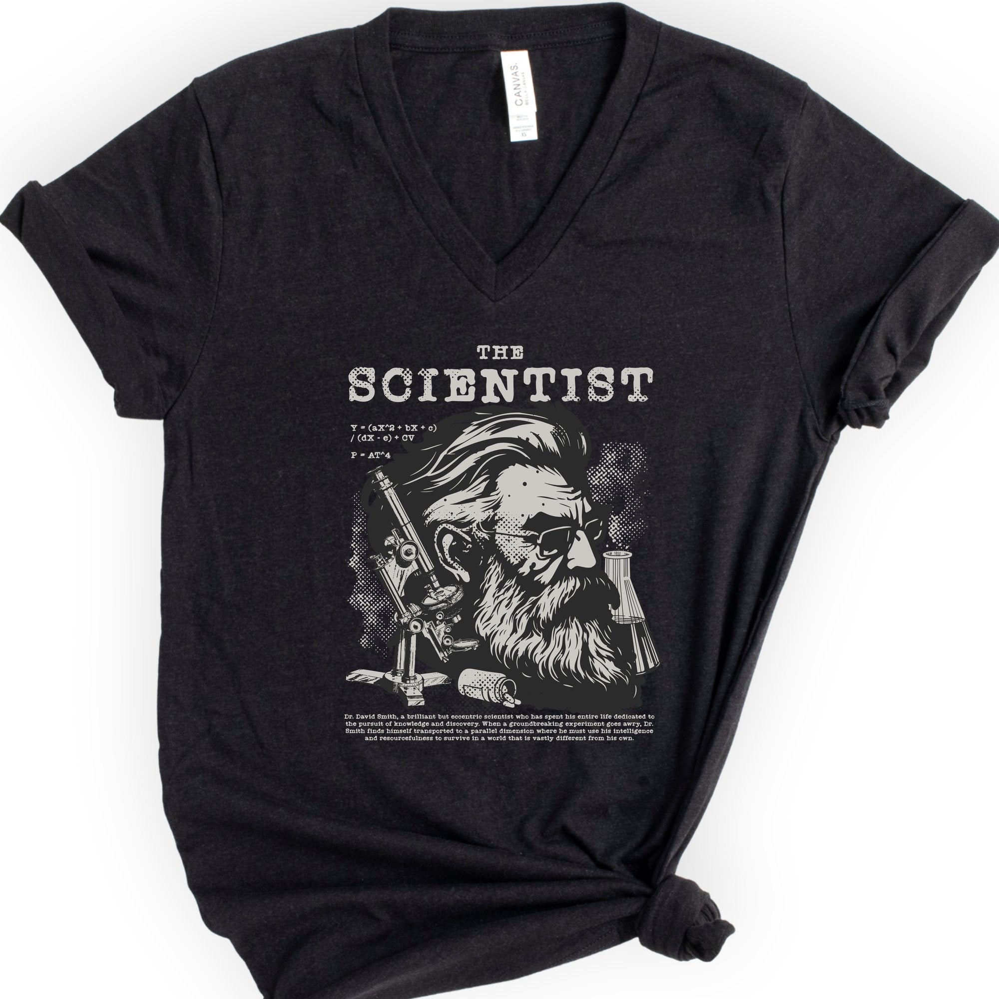 The Scientist Portrait v-neck t-shirt — Black