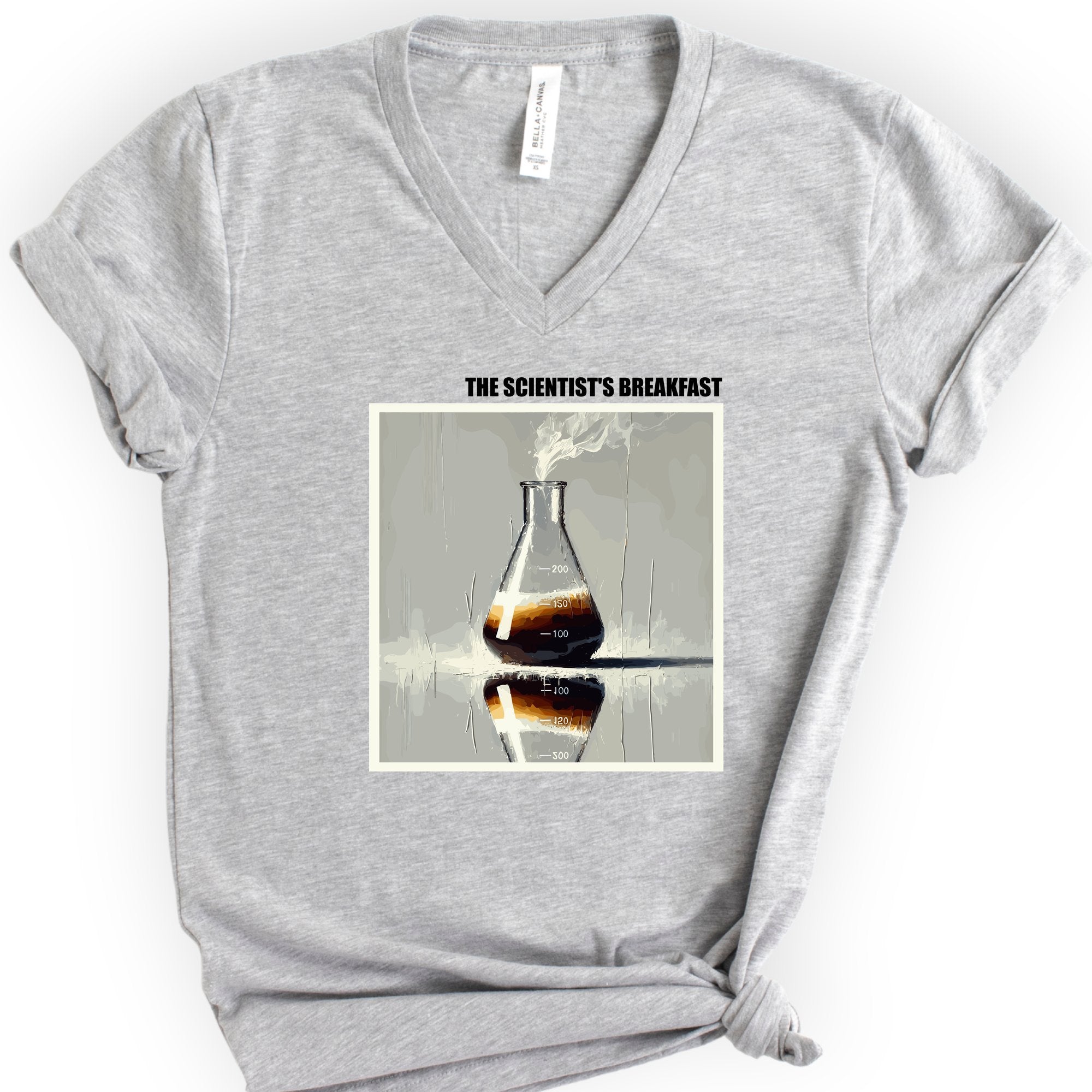 The Scientist's Breakfast v-neck t-shirt — Athletic Heather