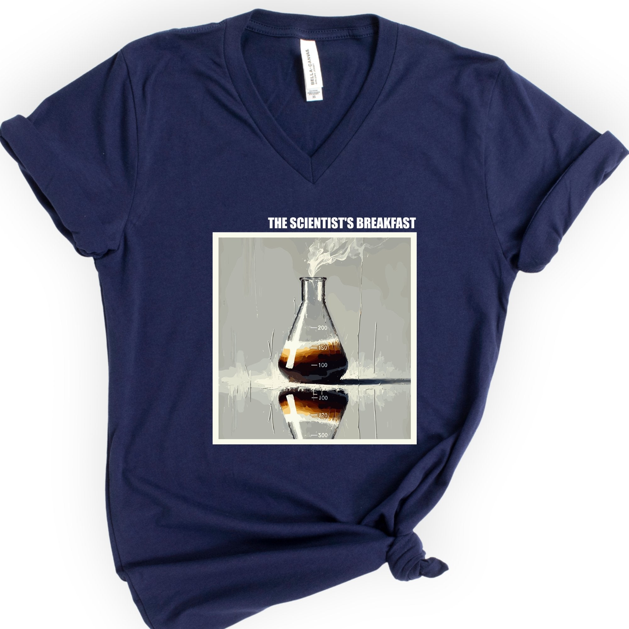 The Scientist's Breakfast v-neck t-shirt — Navy