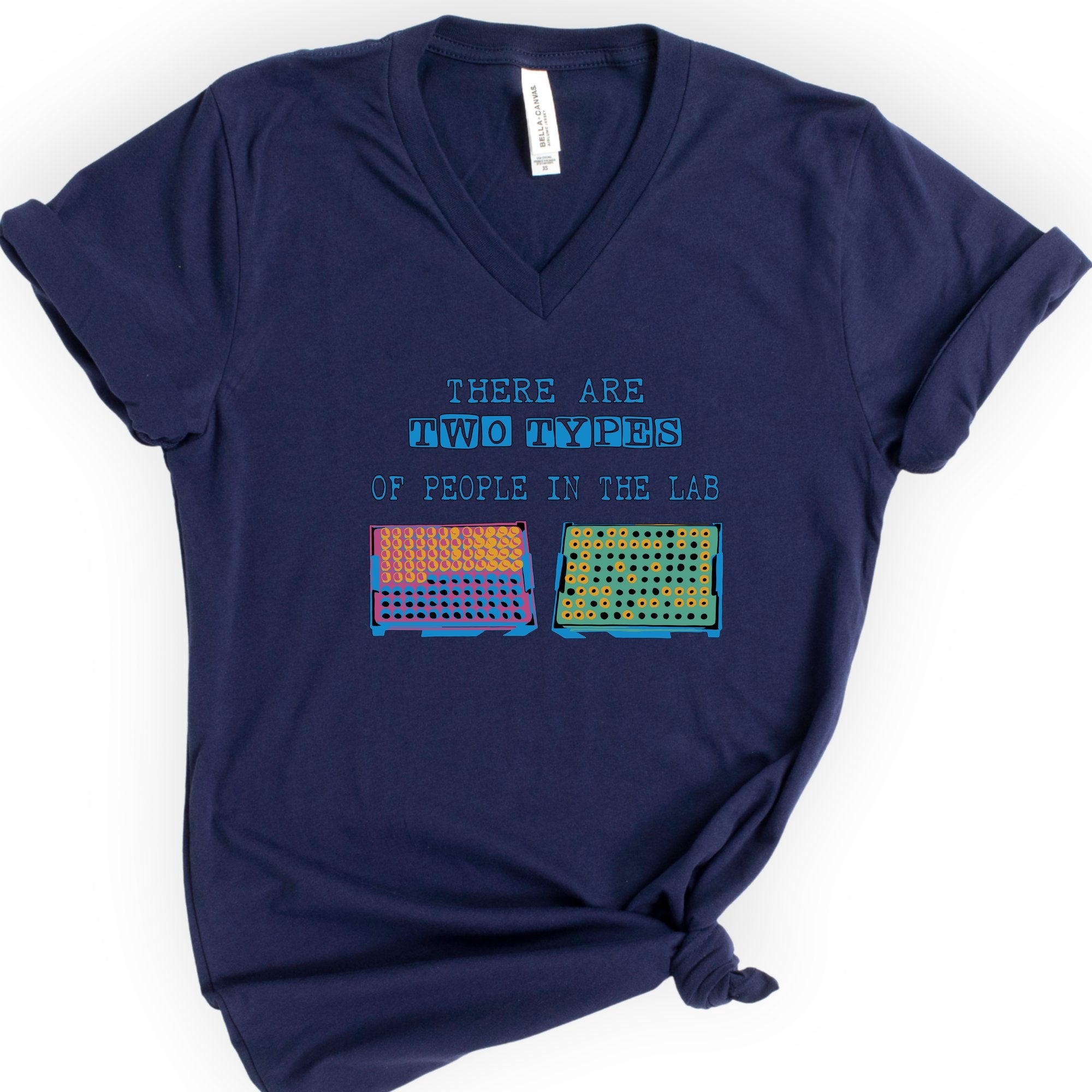 There Are Two Types Of People In The Lab v-neck t-shirt — Navy
