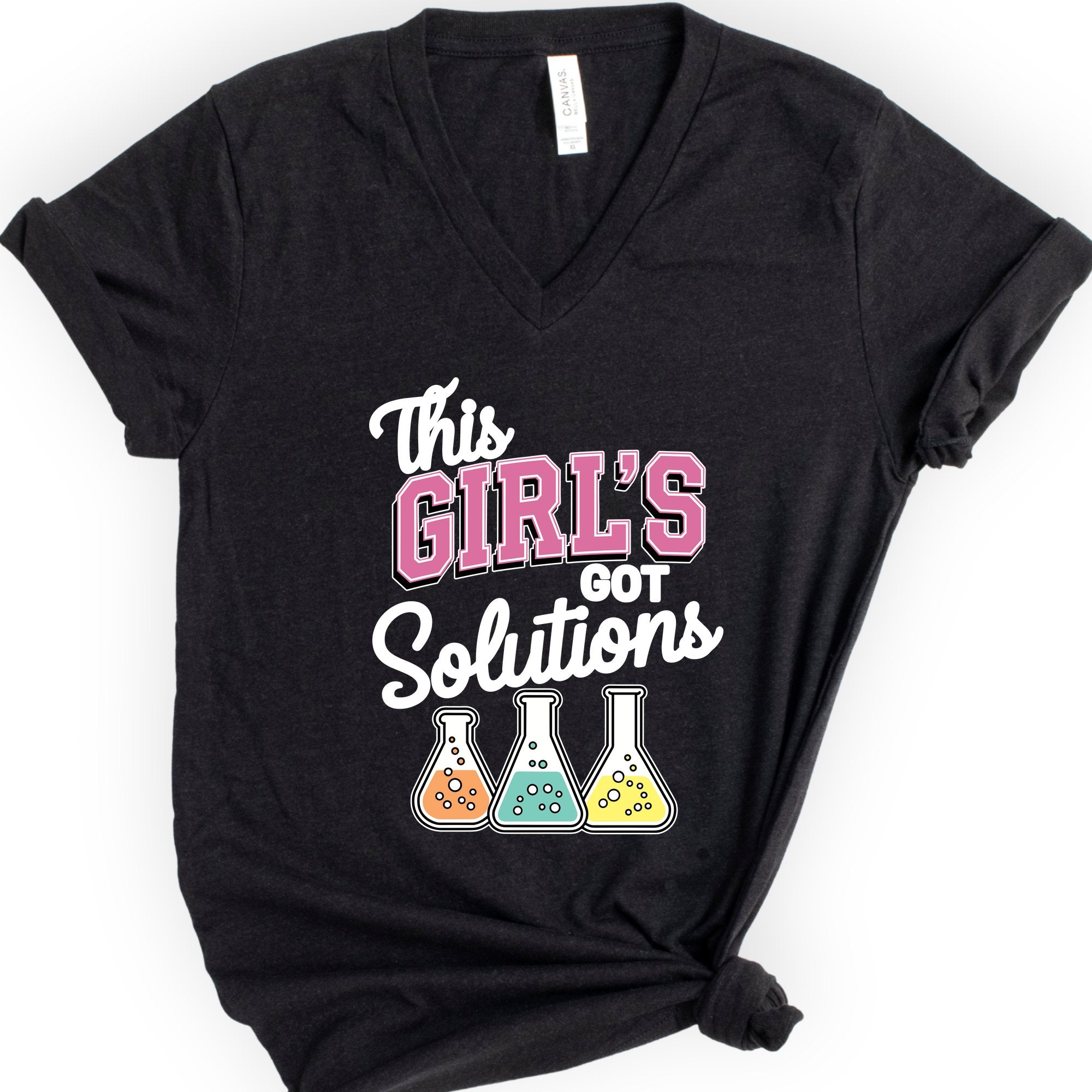 This Girl's Got Solutions v-neck t-shirt — Black