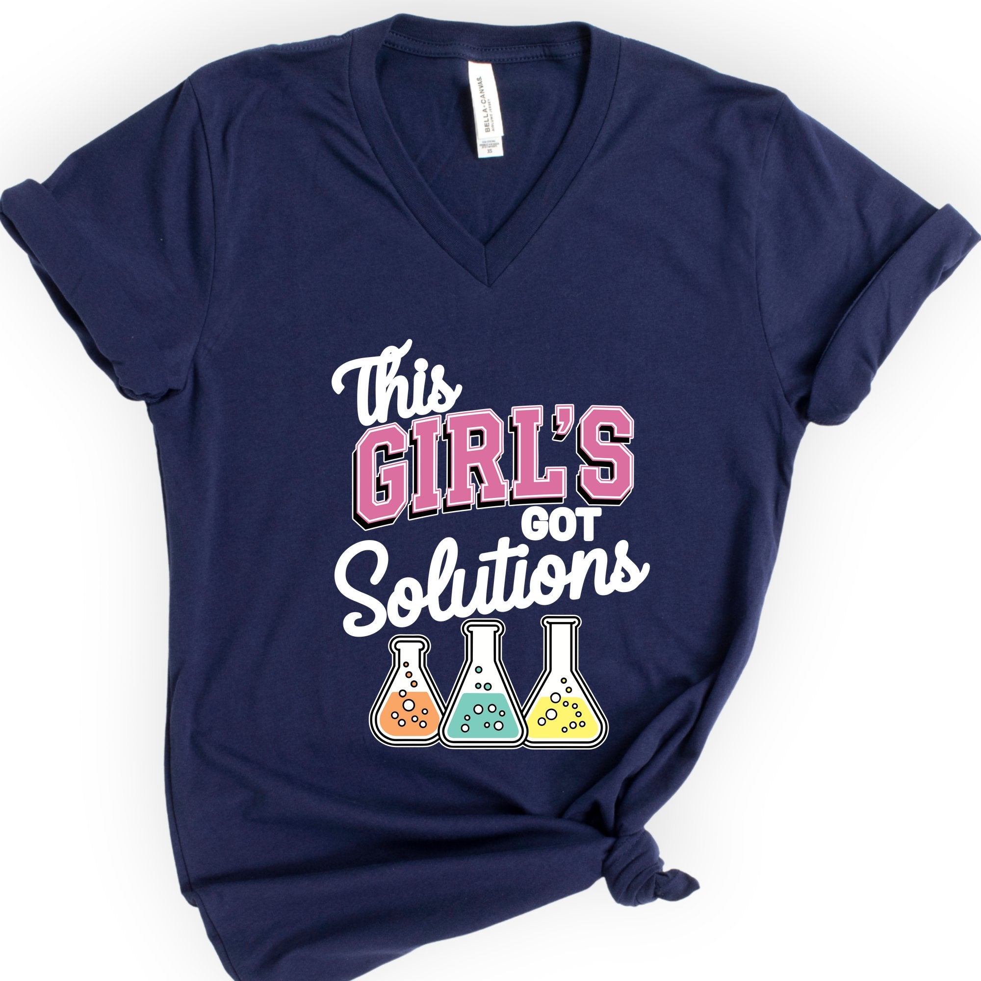 This Girl's Got Solutions v-neck t-shirt — Navy