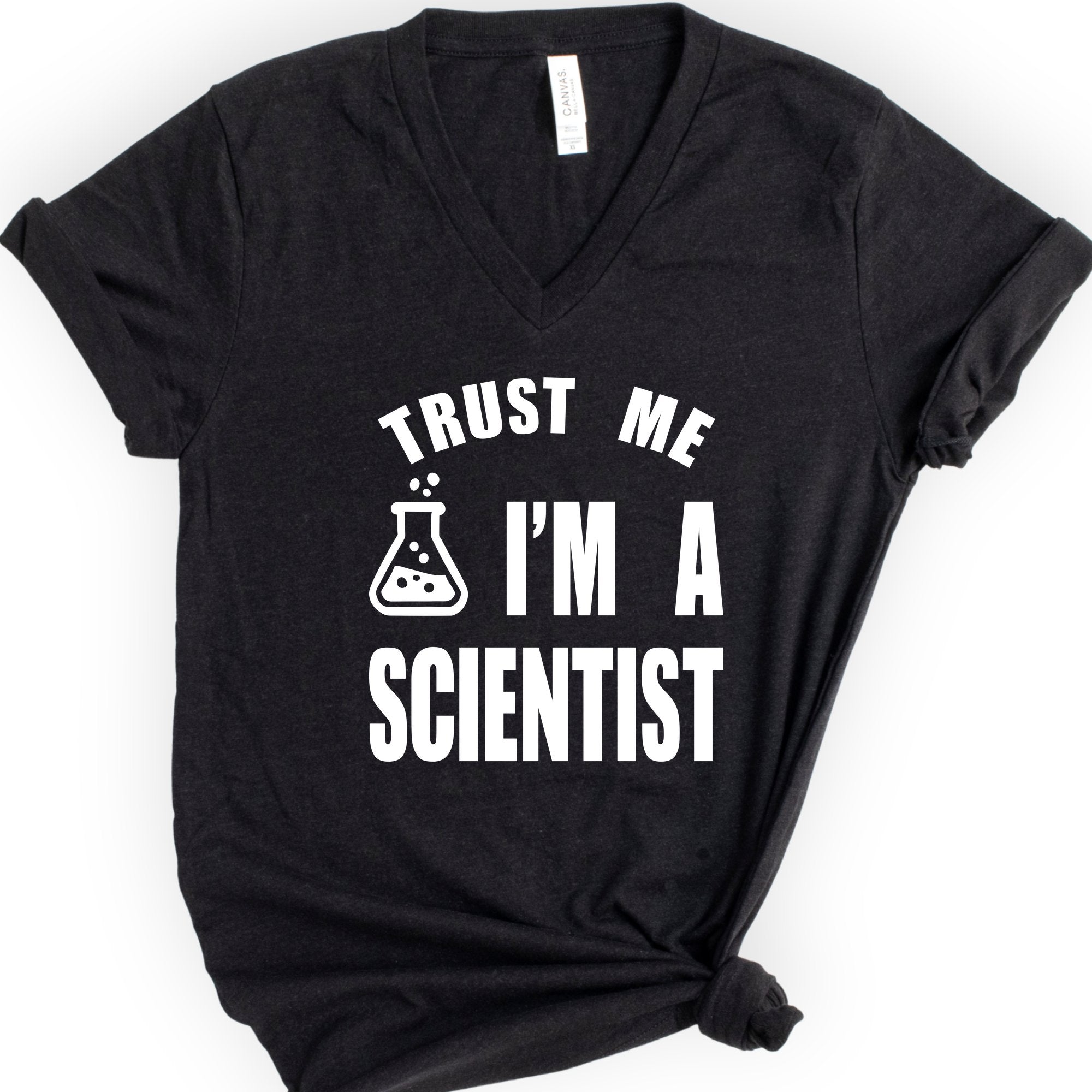 Trust Me, I'm a Scientist v-neck t-shirt — Black