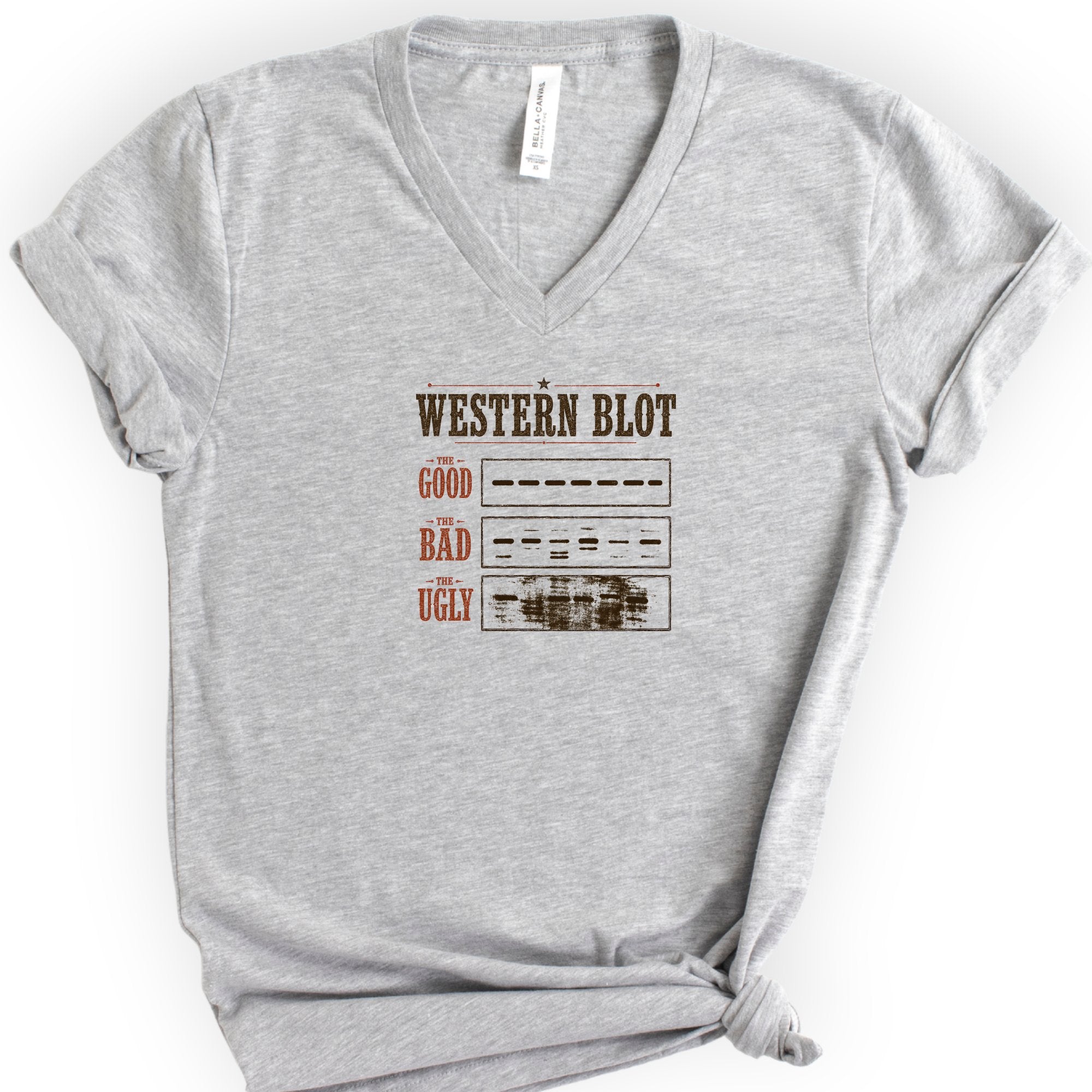 Western Blot v-neck t-shirt — Athletic Heather