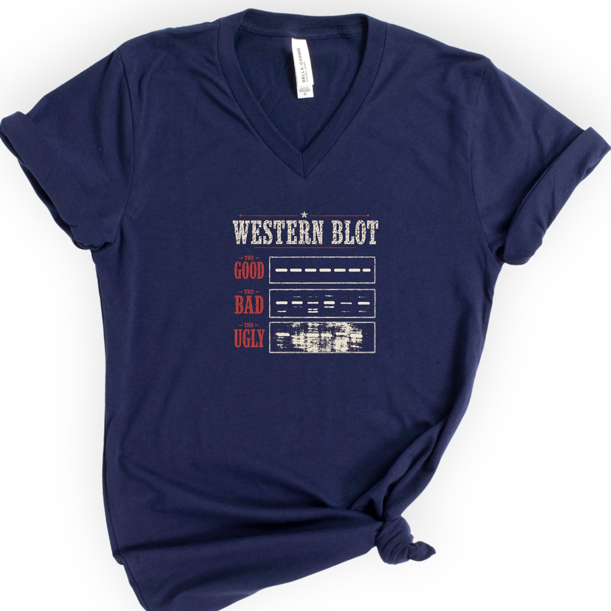 Western Blot v-neck t-shirt — Navy