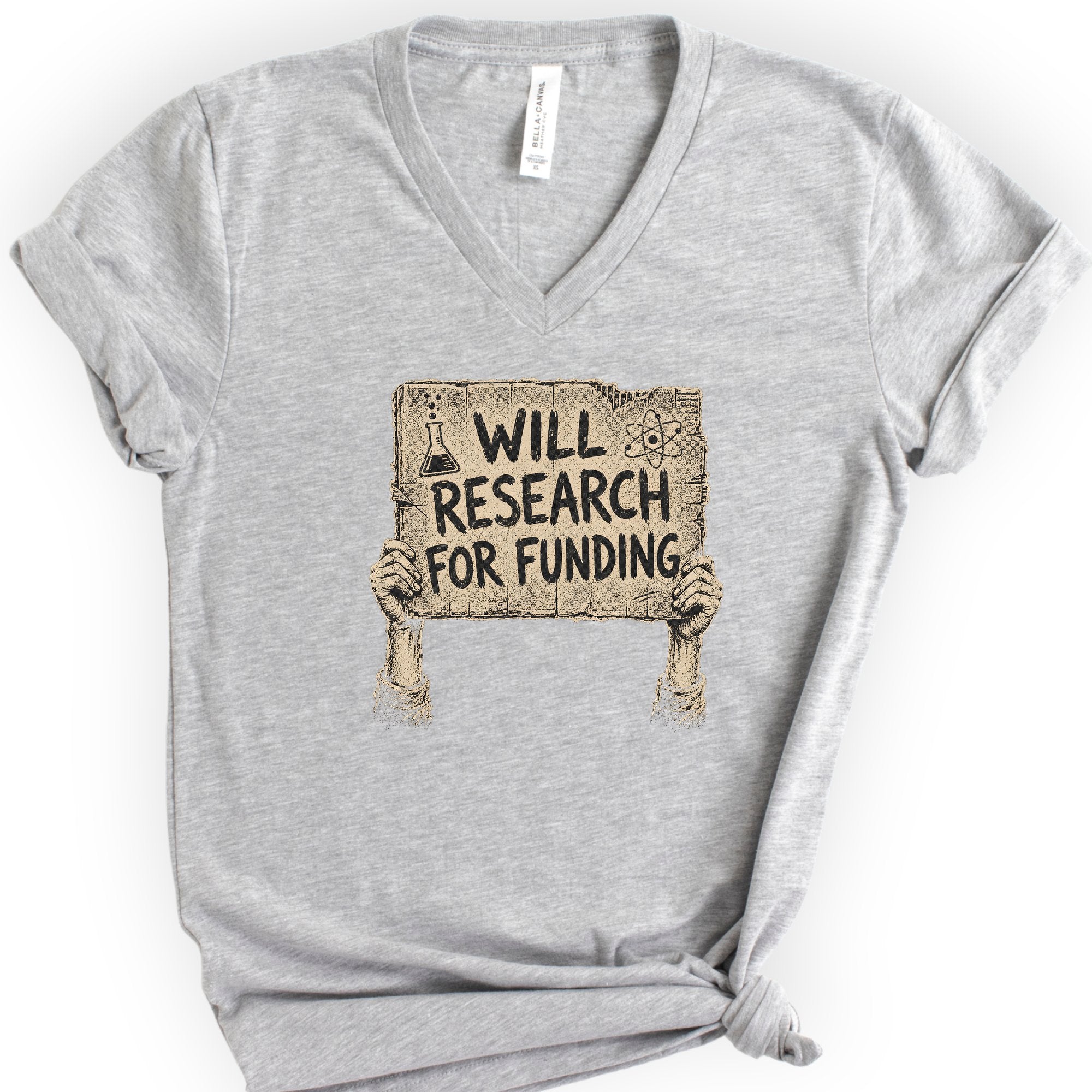 Will Research For Funding v-neck t-shirt — Athletic Heather