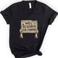 Will Research For Funding v-neck t-shirt — Black