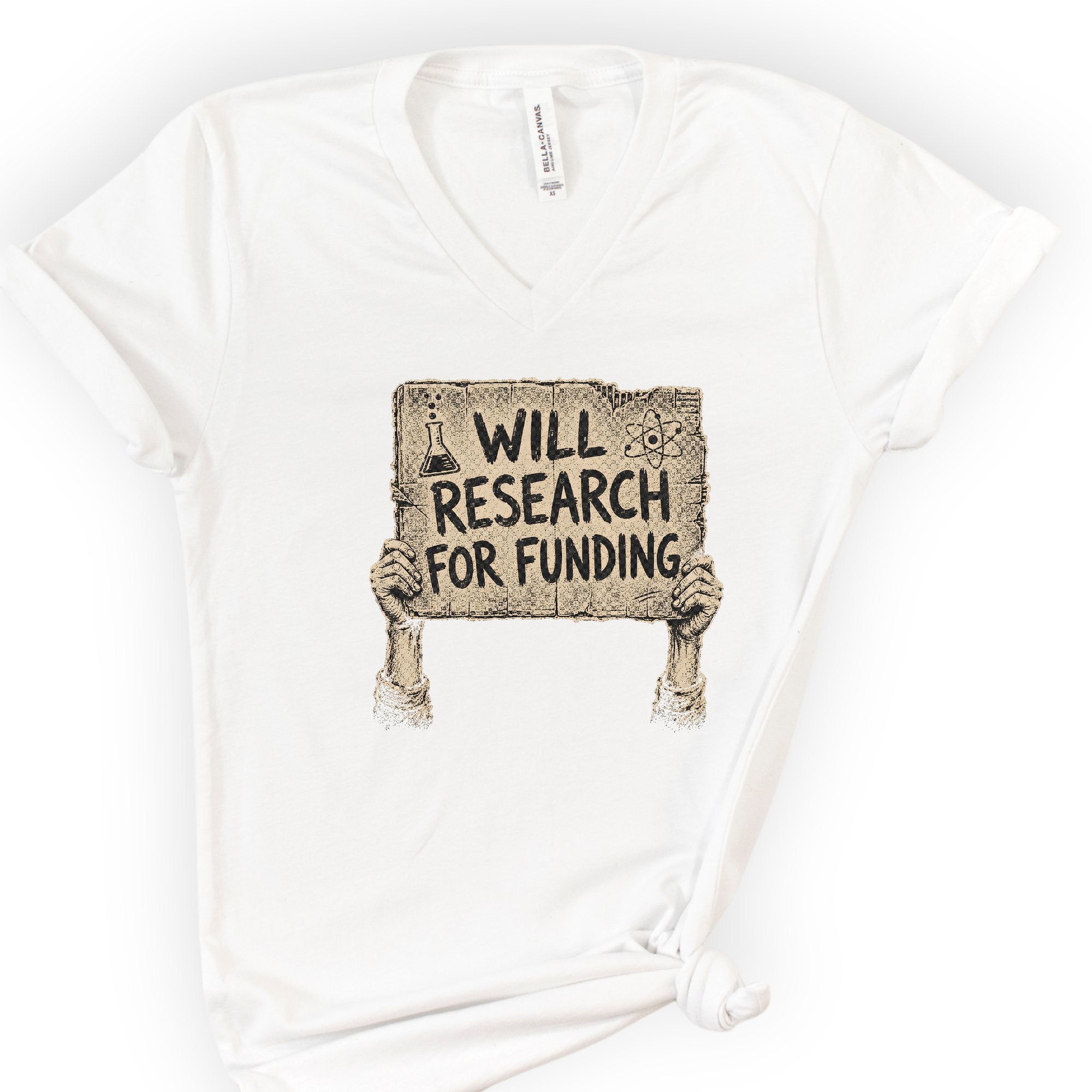 Will Research For Funding v-neck t-shirt — White