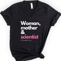 Woman, Mother & Scientist v-neck t-shirt — Black