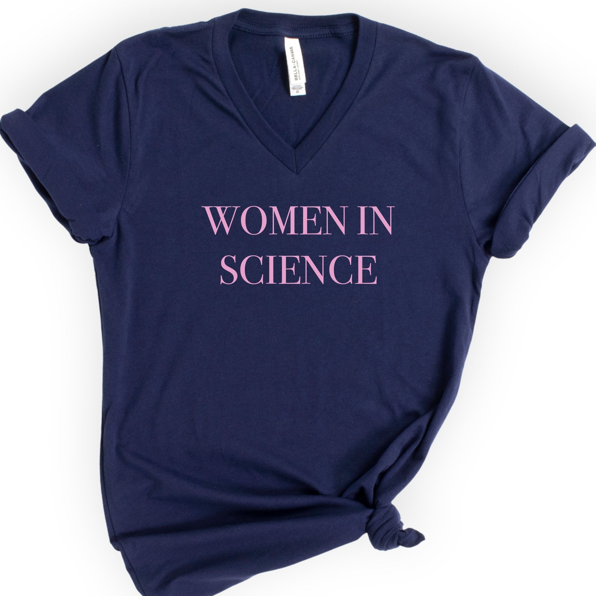 Women In Science v-neck t-shirt — Navy