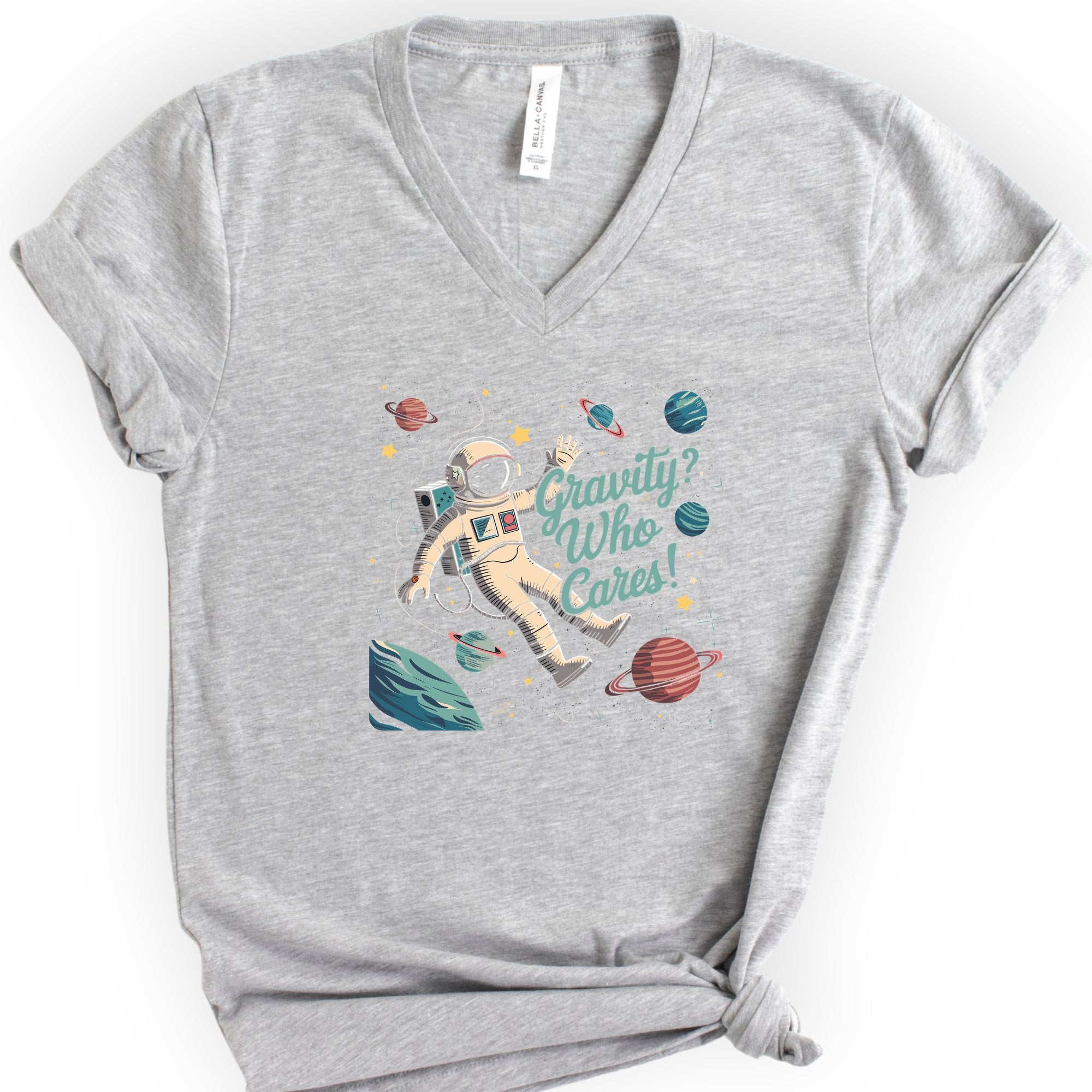 Zero Gravity Astronaut v-neck t-shirt — Athletic Heather