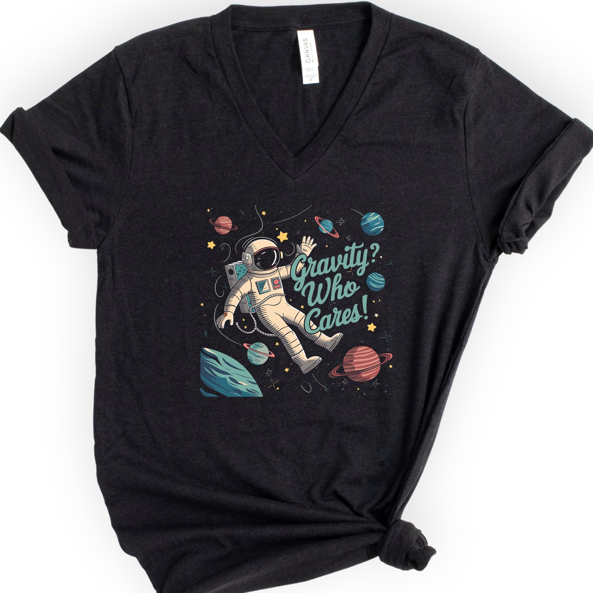 Zero Gravity Astronaut v-neck t-shirt — Black