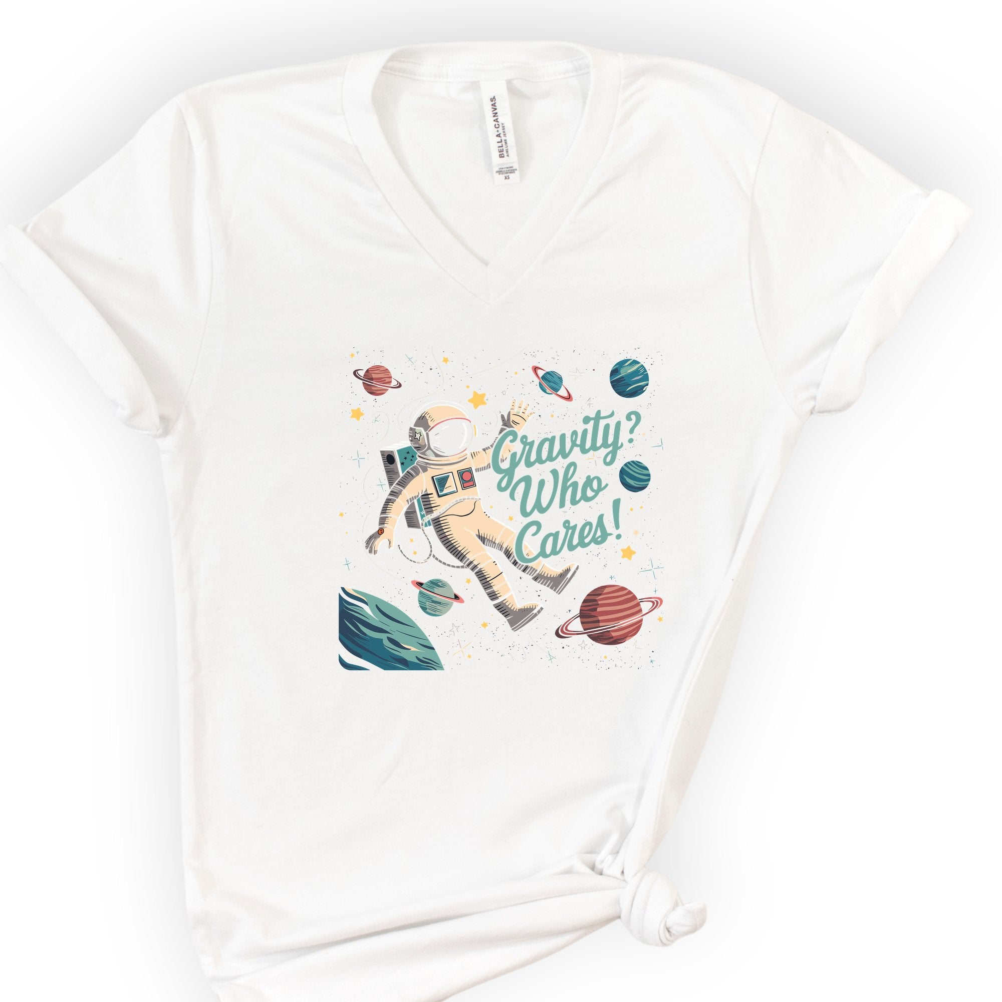 Zero Gravity Astronaut v-neck t-shirt — White
