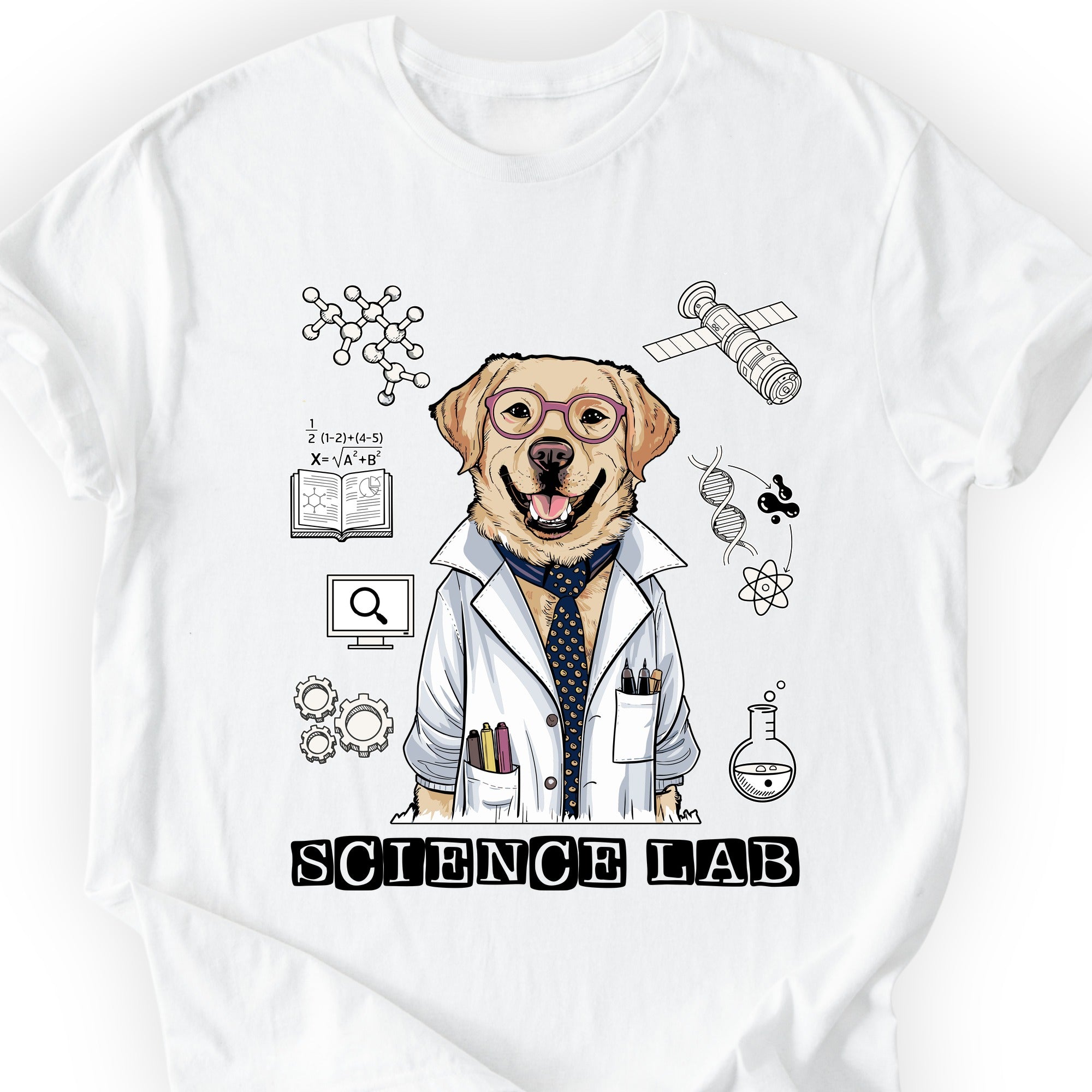 Lab Dog Scientist T-shirt White